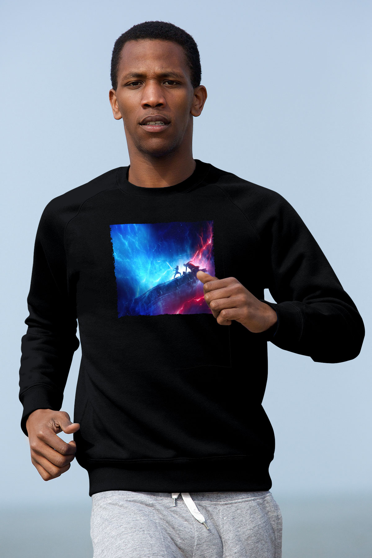 Unisex Star Wars Skywalkerın Yükselişi (Star Wars The Rise of Skywalker) Baskılı Siyah Sweatshirt