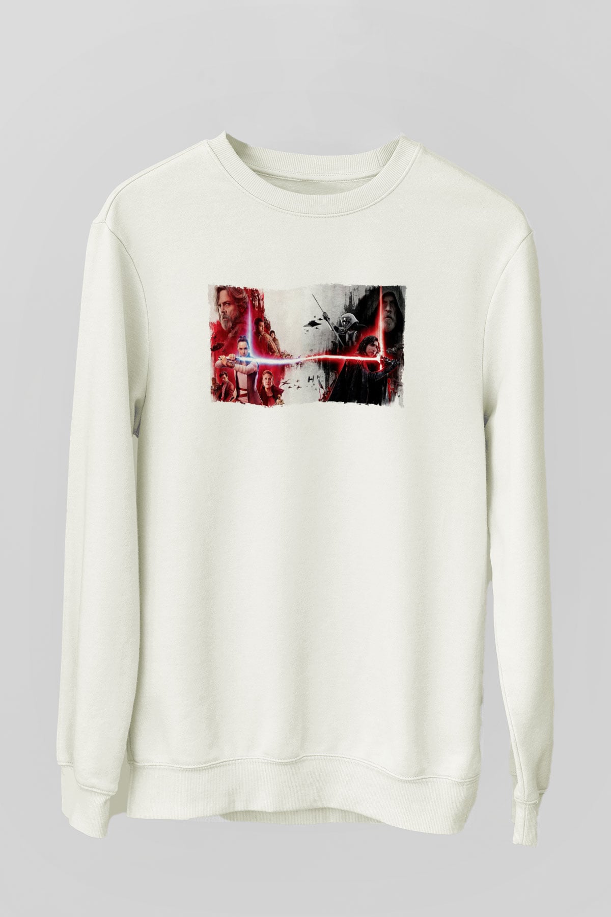 Unisex Star Wars Son Jedi Baskılı Beyaz Sweatshirt