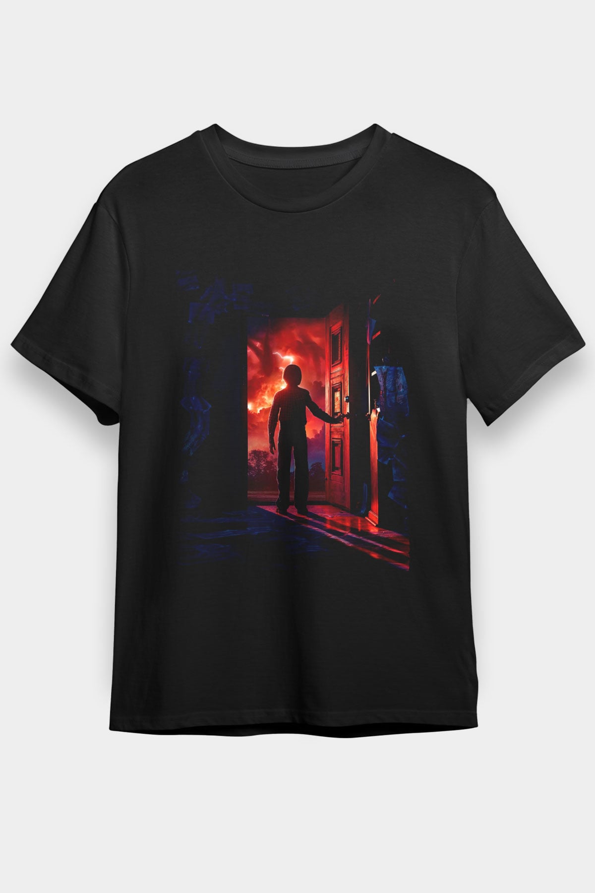 Stranger Things Baskılı Siyah Tshirt