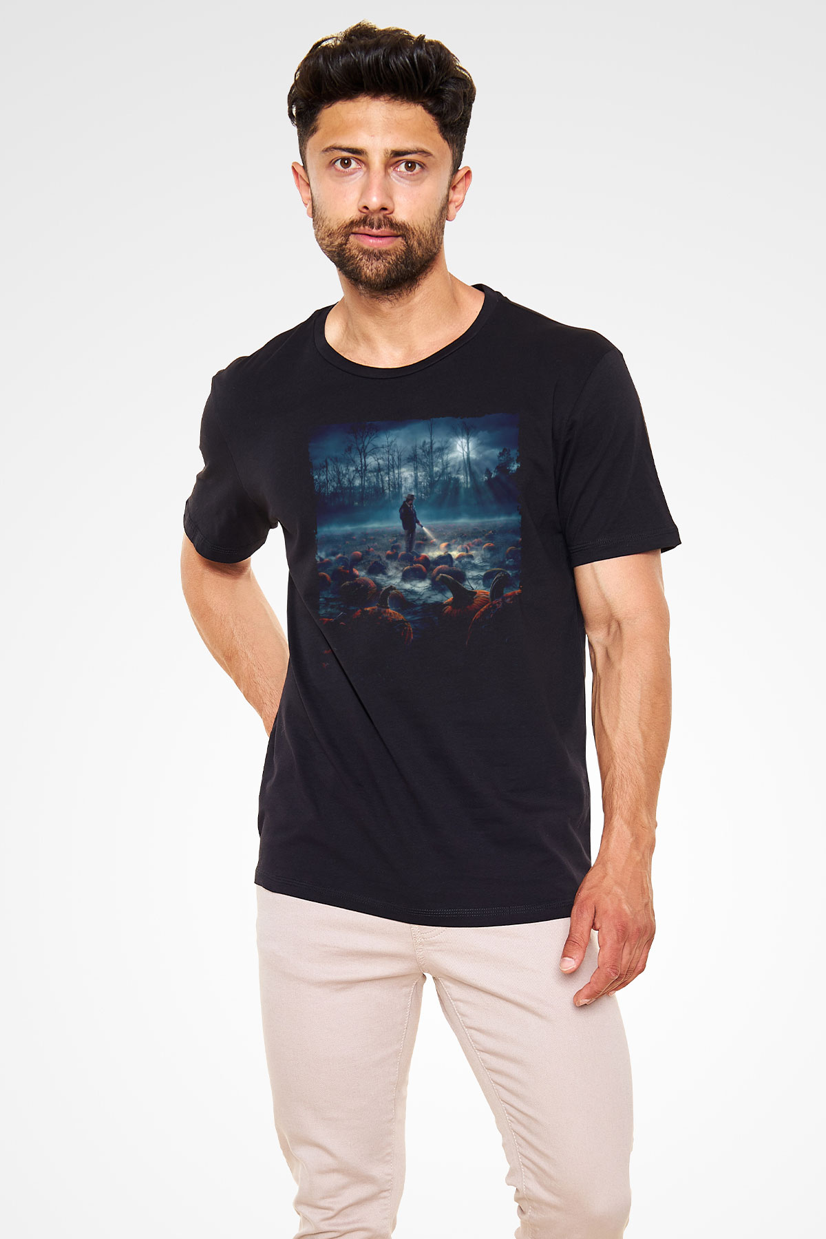 Stranger Things Baskılı Siyah T-Shirt