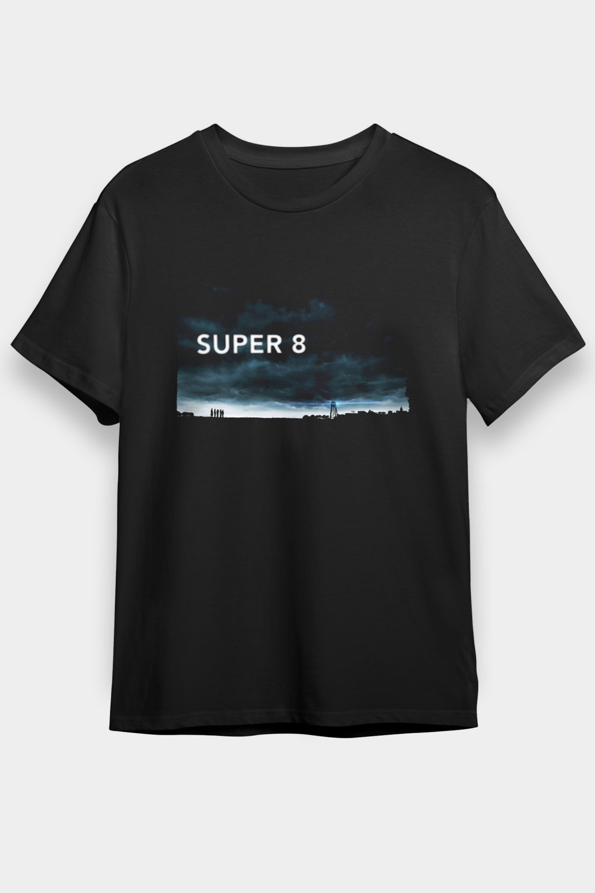 Super 8 Baskılı Siyah T-shirt