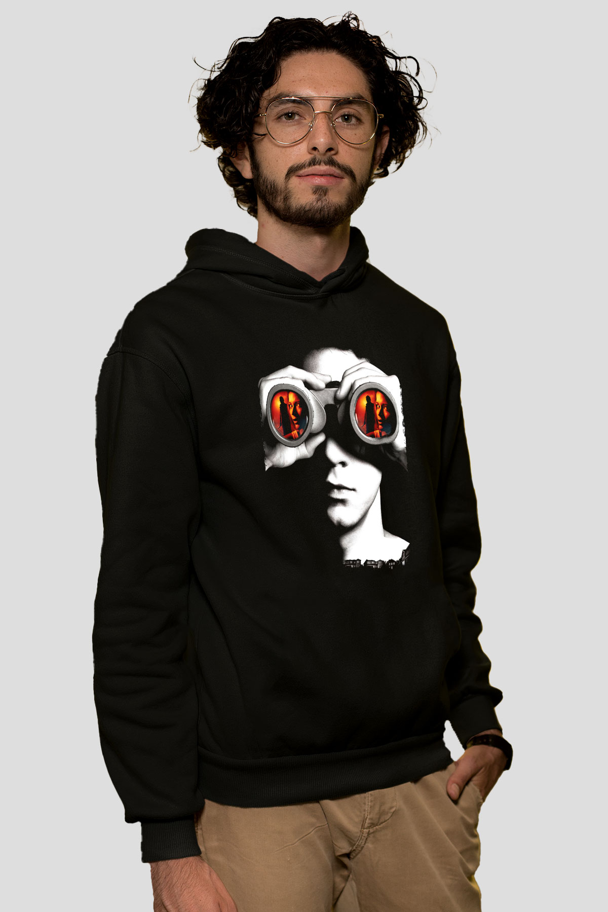 Unisex Şüphe (Disturbia) Baskılı Siyah Kapüşonlu Sweatshirt