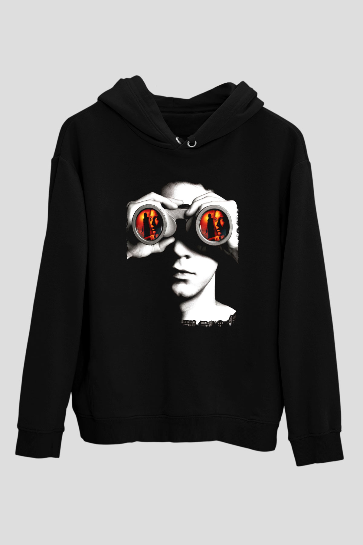 Unisex Şüphe (Disturbia) Baskılı Siyah Kapüşonlu Sweatshirt