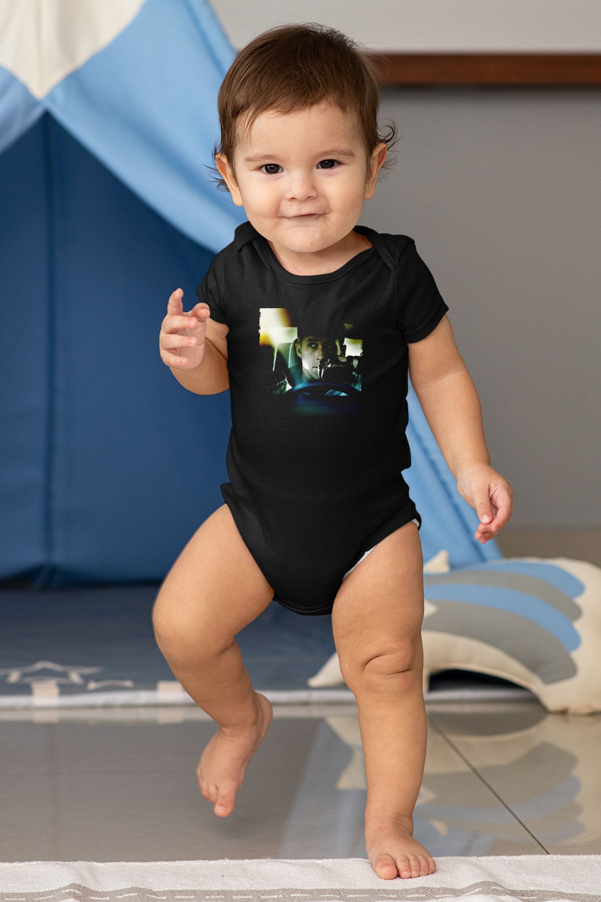 Unisex Sürücü (Drive) Baskılı Siyah Bebek Body - Zıbın