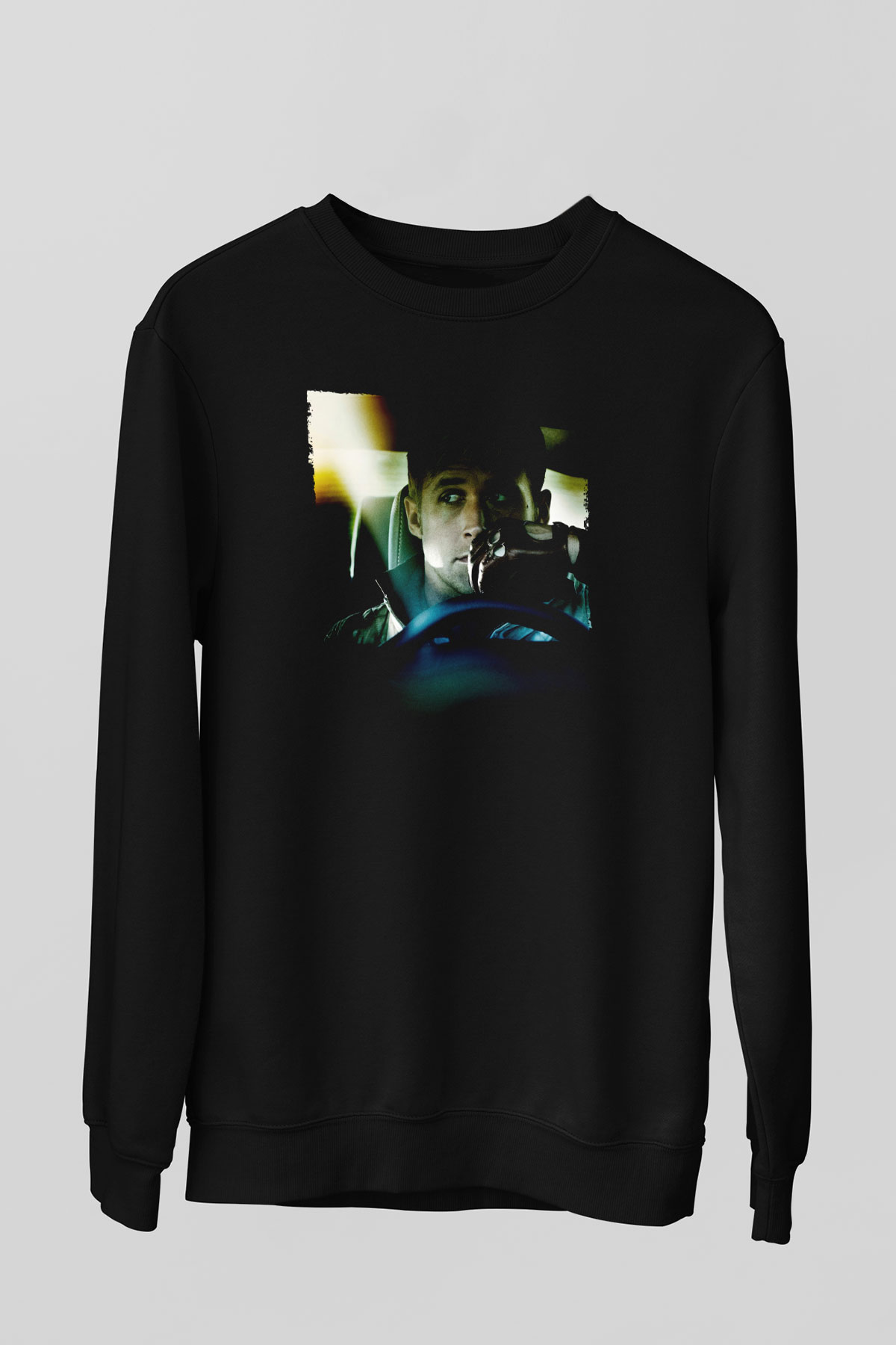 Unisex Sürücü (Drive) Baskılı Siyah Sweatshirt