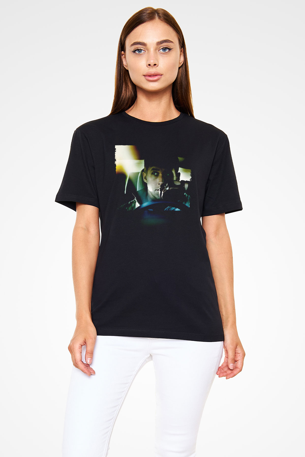 Sürücü (Drive) Baskılı Siyah Tshirt