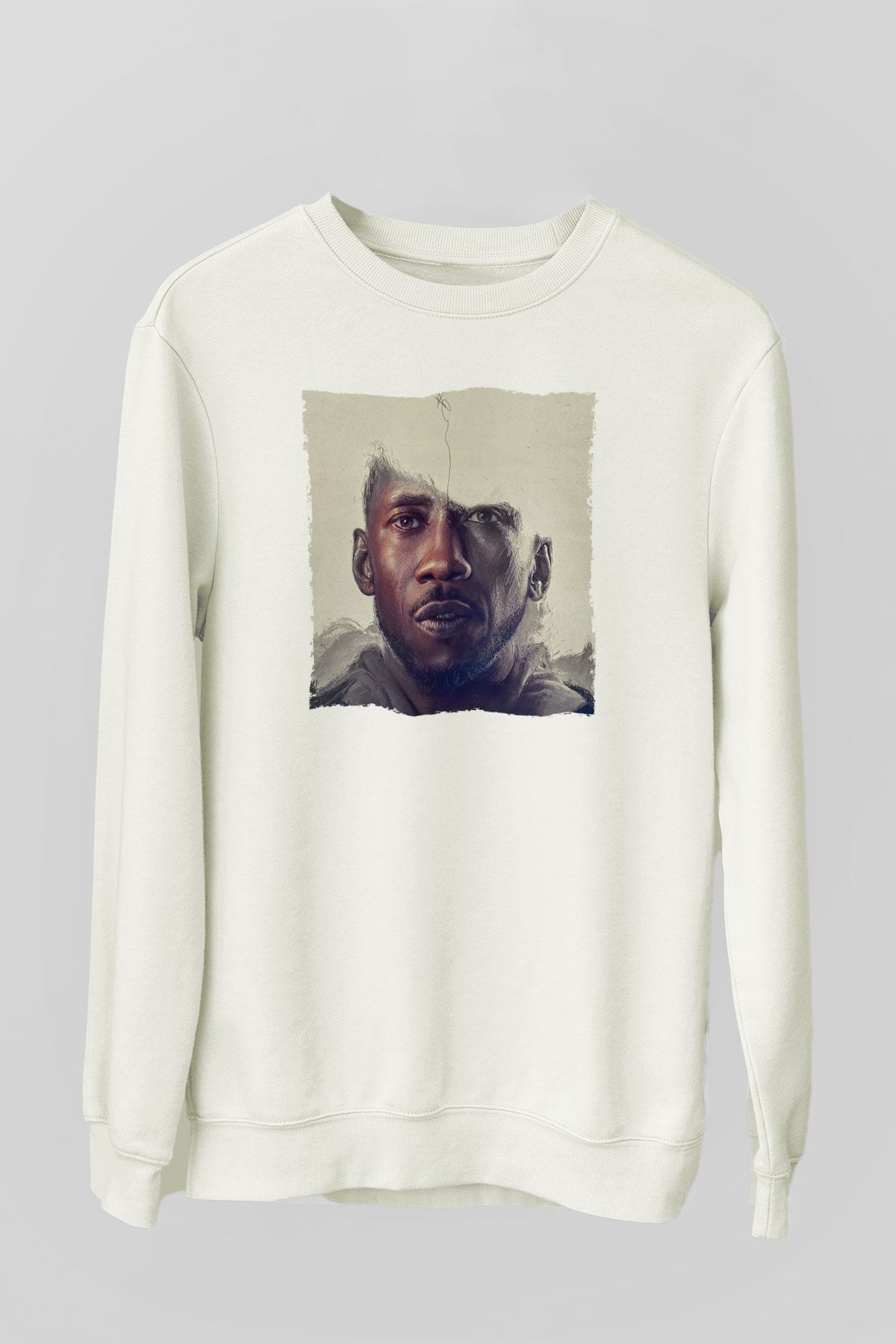Unisex Swan Song Baskılı Beyaz Sweatshirt