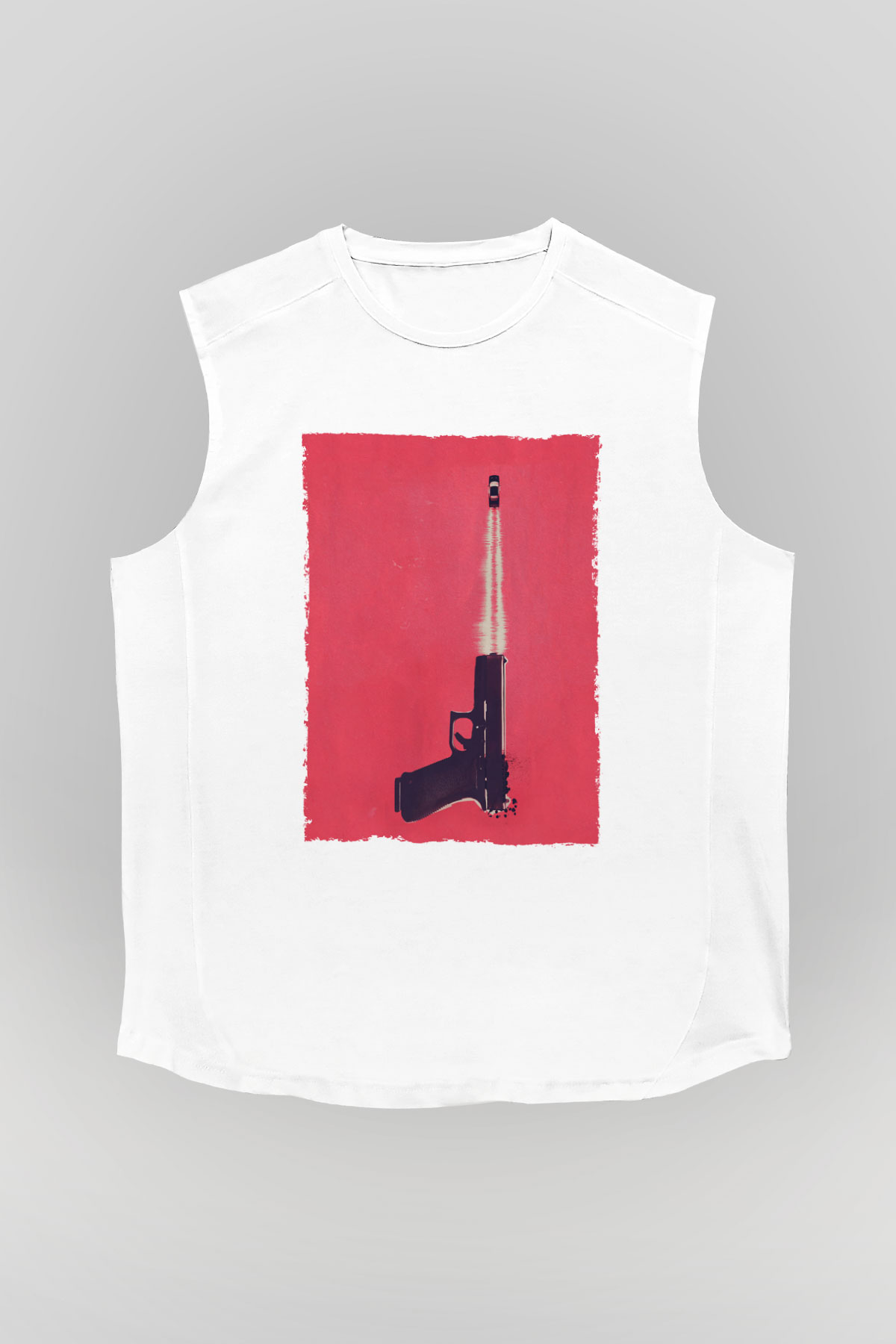 Unisex Tam Gaz - Baby Driver Baskılı Beyaz Kolsuz Tshirt