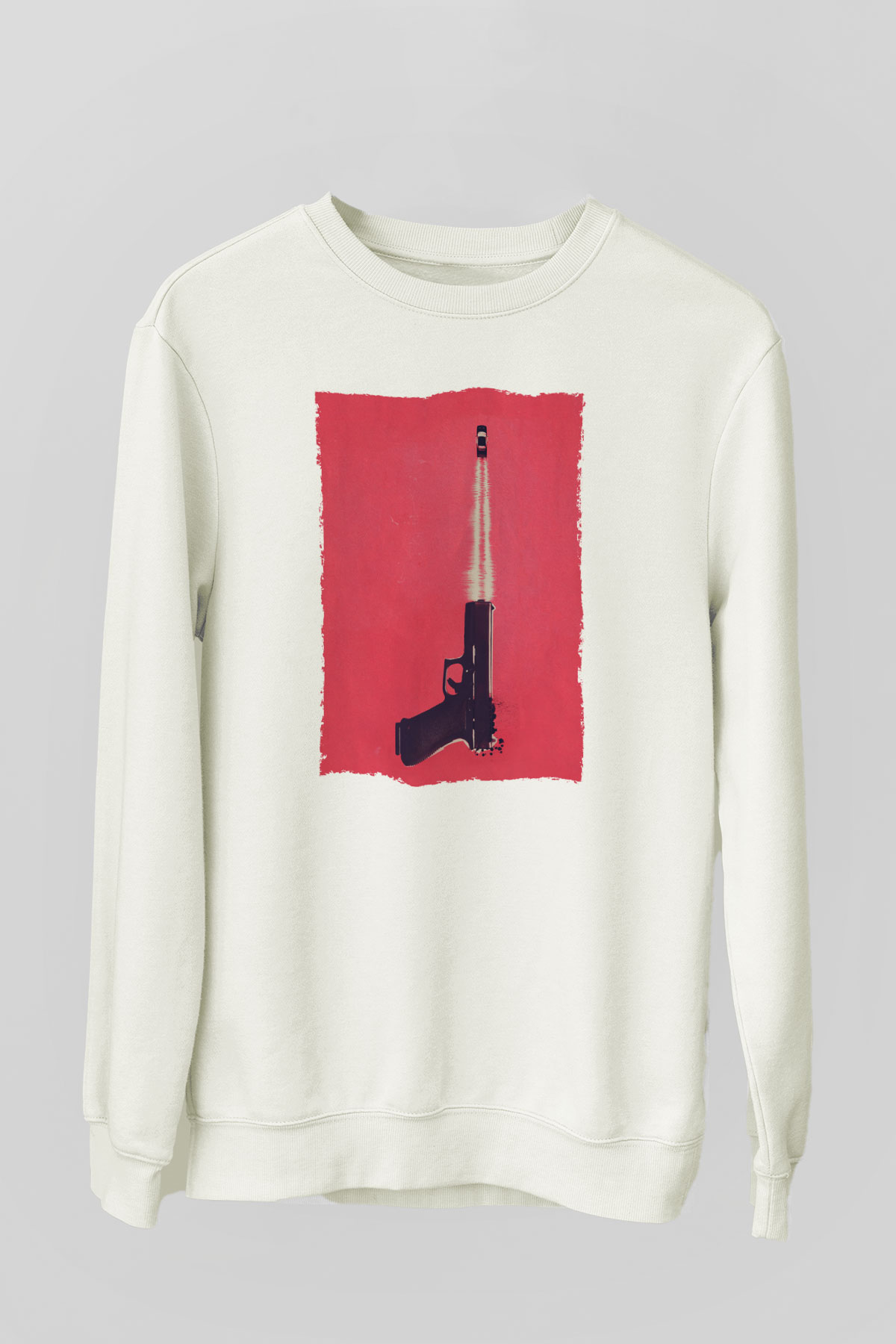 Unisex Tam Gaz - Baby Driver Baskılı Beyaz Sweatshirt