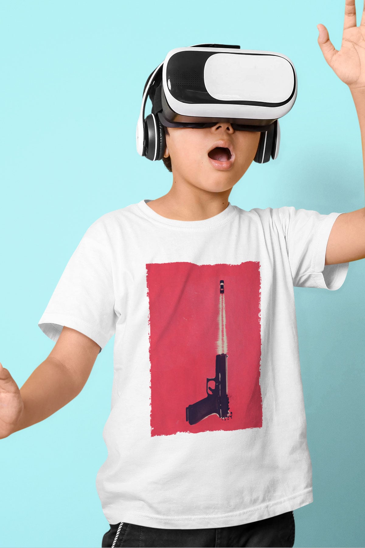 Unisex Tam Gaz - Baby Driver Baskılı Beyaz Çocuk Tshirt