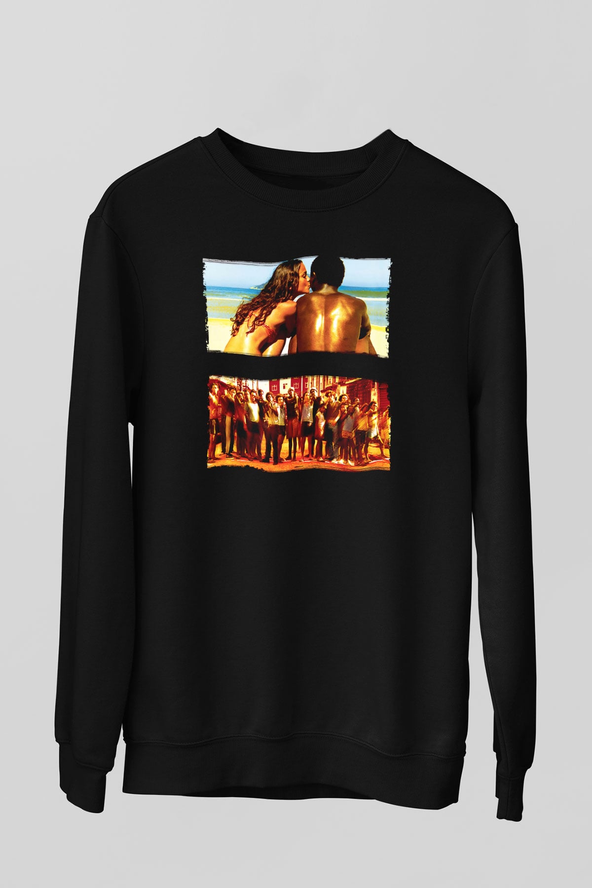 Unisex Tanrı Kent (City of God) Baskılı Siyah Sweatshirt