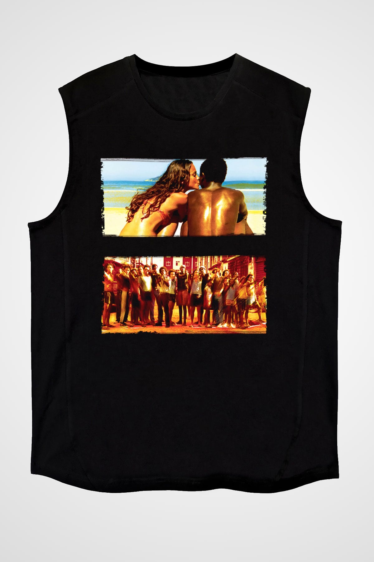 Unisex Tanrı Kent (City of God) Baskılı Siyah Kolsuz Tişört