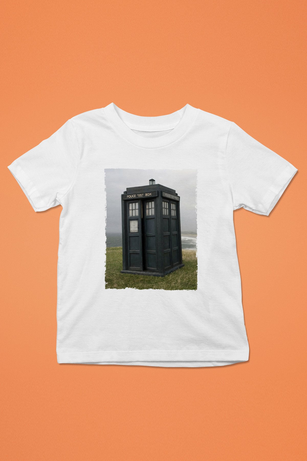 Unisex Tardis - Doctor Who Baskılı Beyaz Çocuk Tshirt