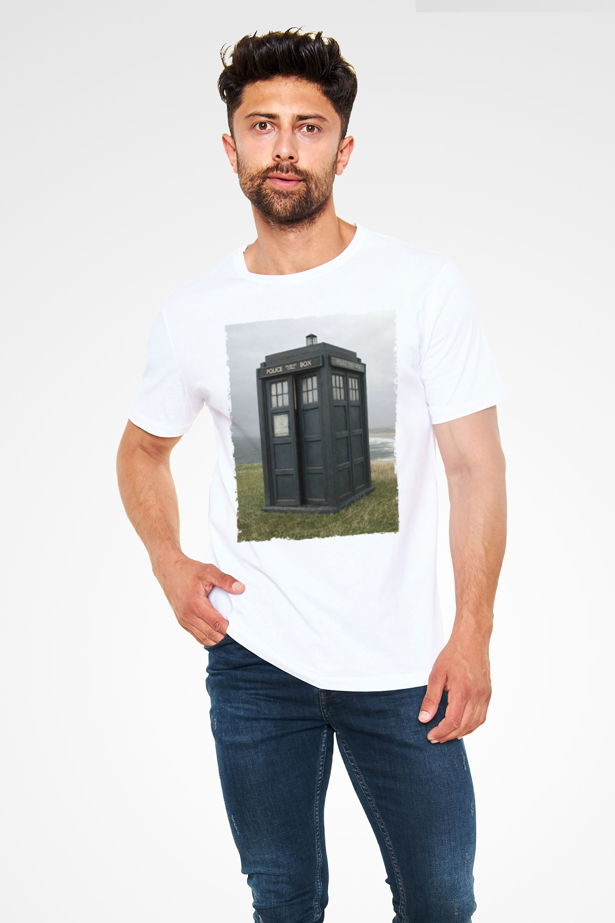 Tardis - Doctor Who Baskılı Beyaz Tshirt