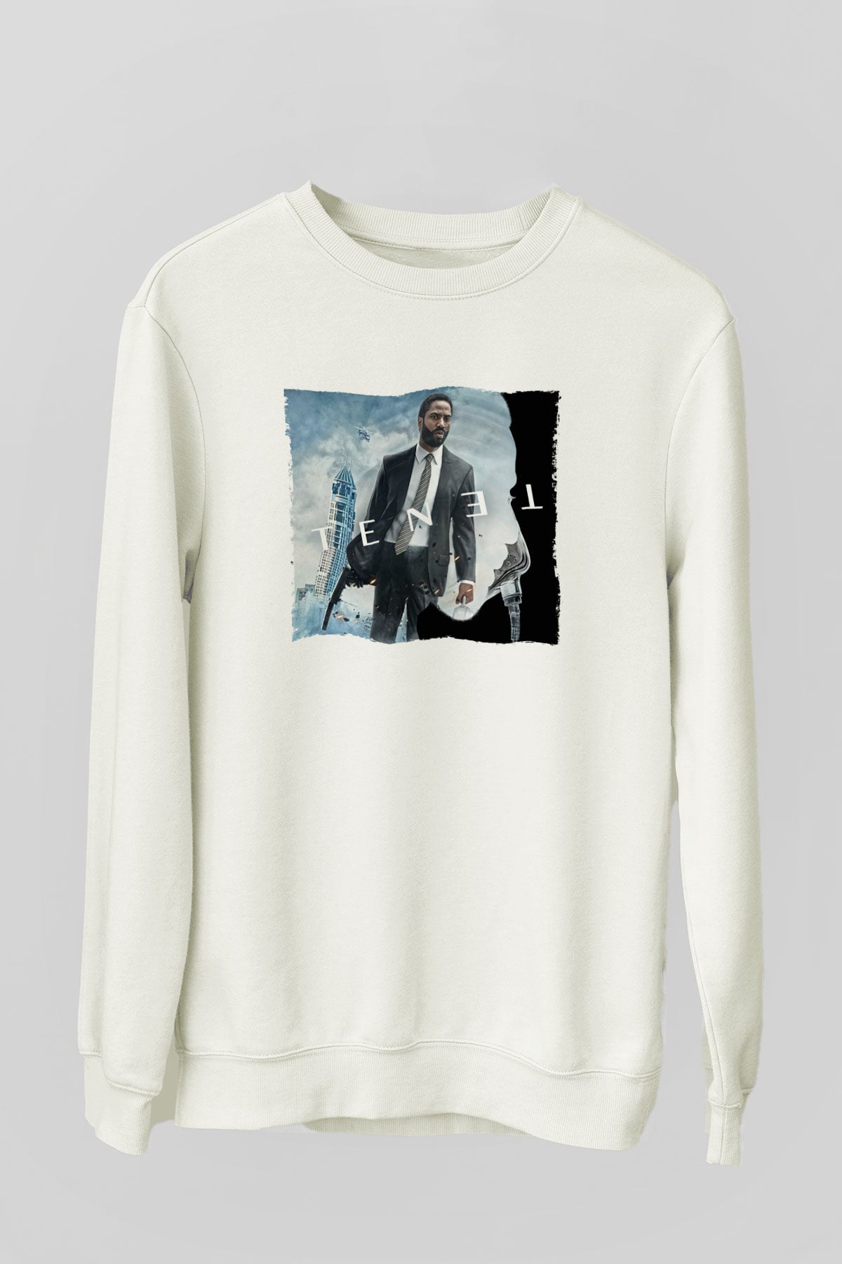 Unisex Tenet Baskılı Beyaz Sweatshirt