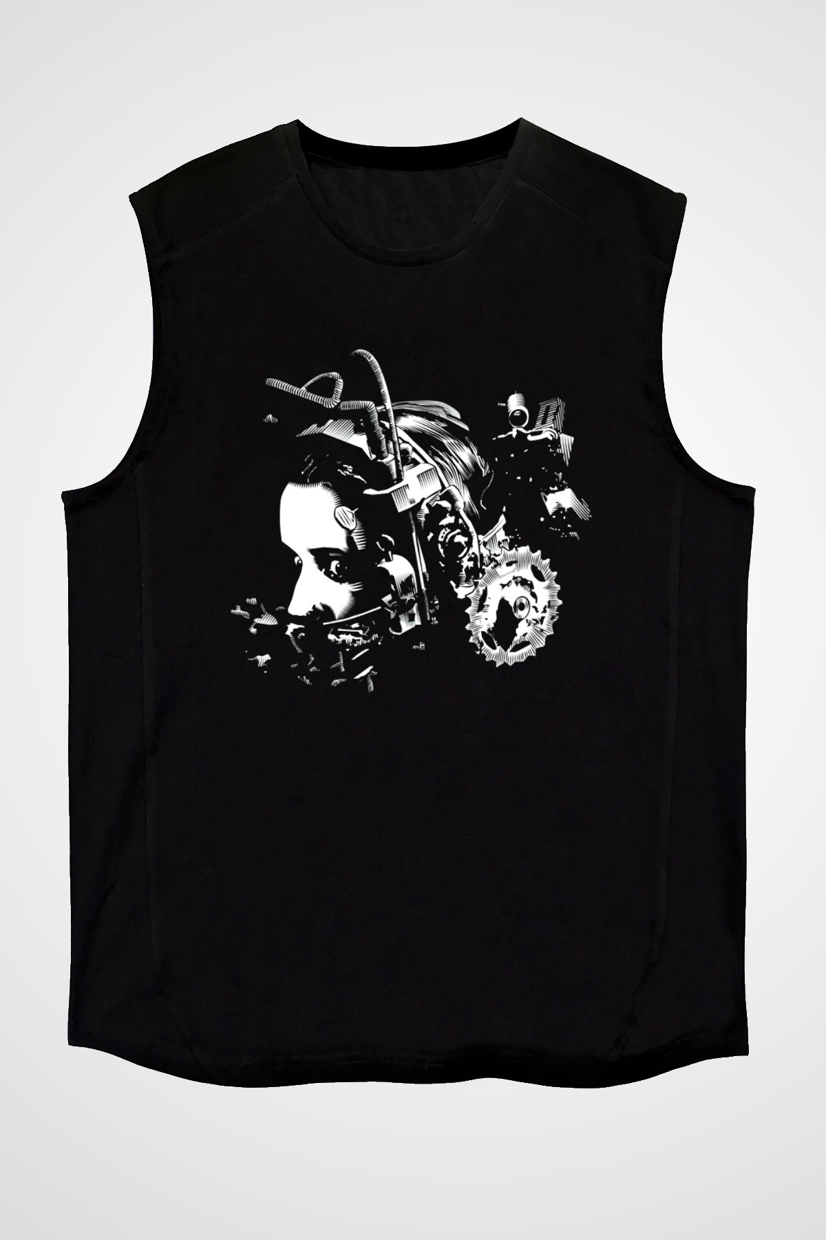 Unisex Testere III (Saw III) Baskılı Siyah Kolsuz Tshirt