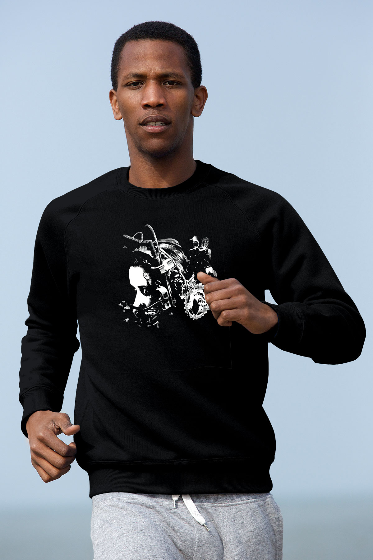 Unisex Testere III (Saw III) Baskılı Siyah Sweatshirt