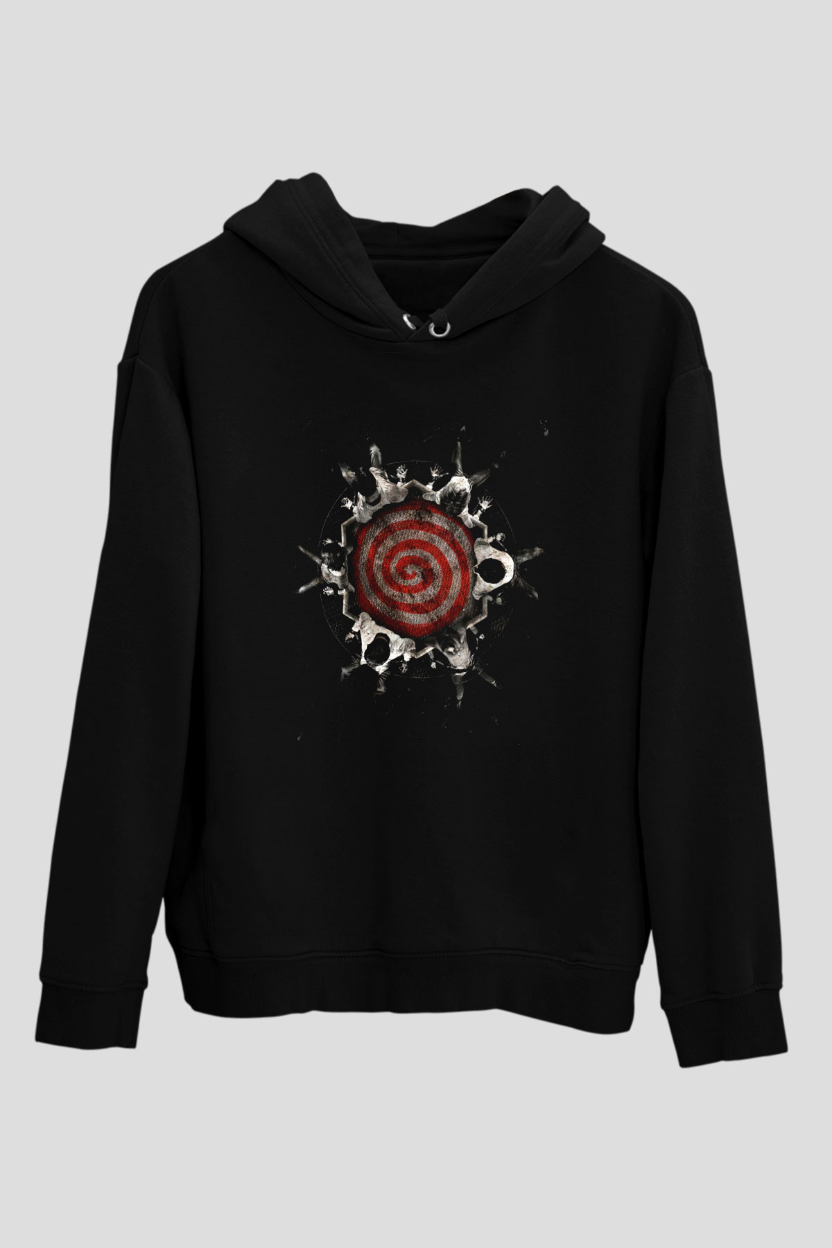 Unisex Testere VI (Saw VI) Baskılı Siyah Kapüşonlu Sweatshirt