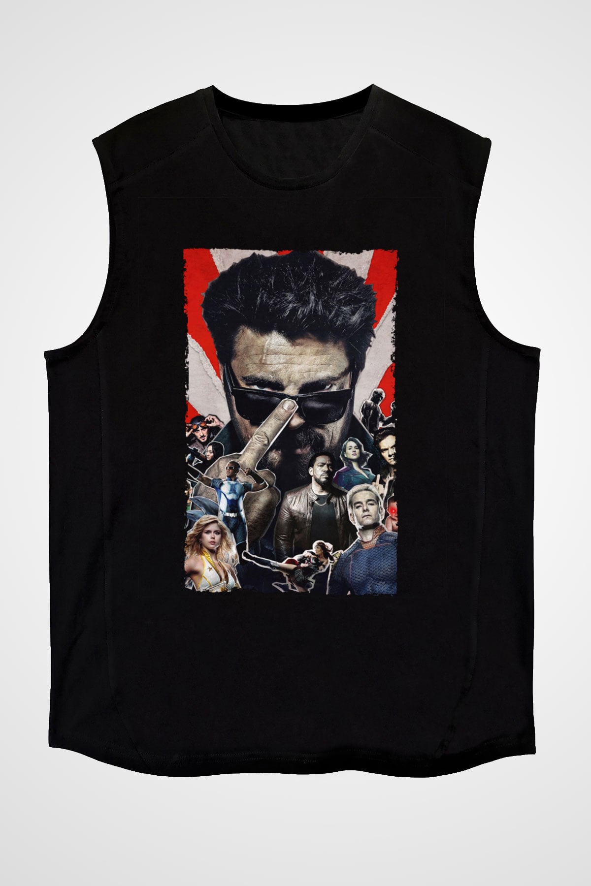 Unisex The Boys Baskılı Siyah Kolsuz Tişört