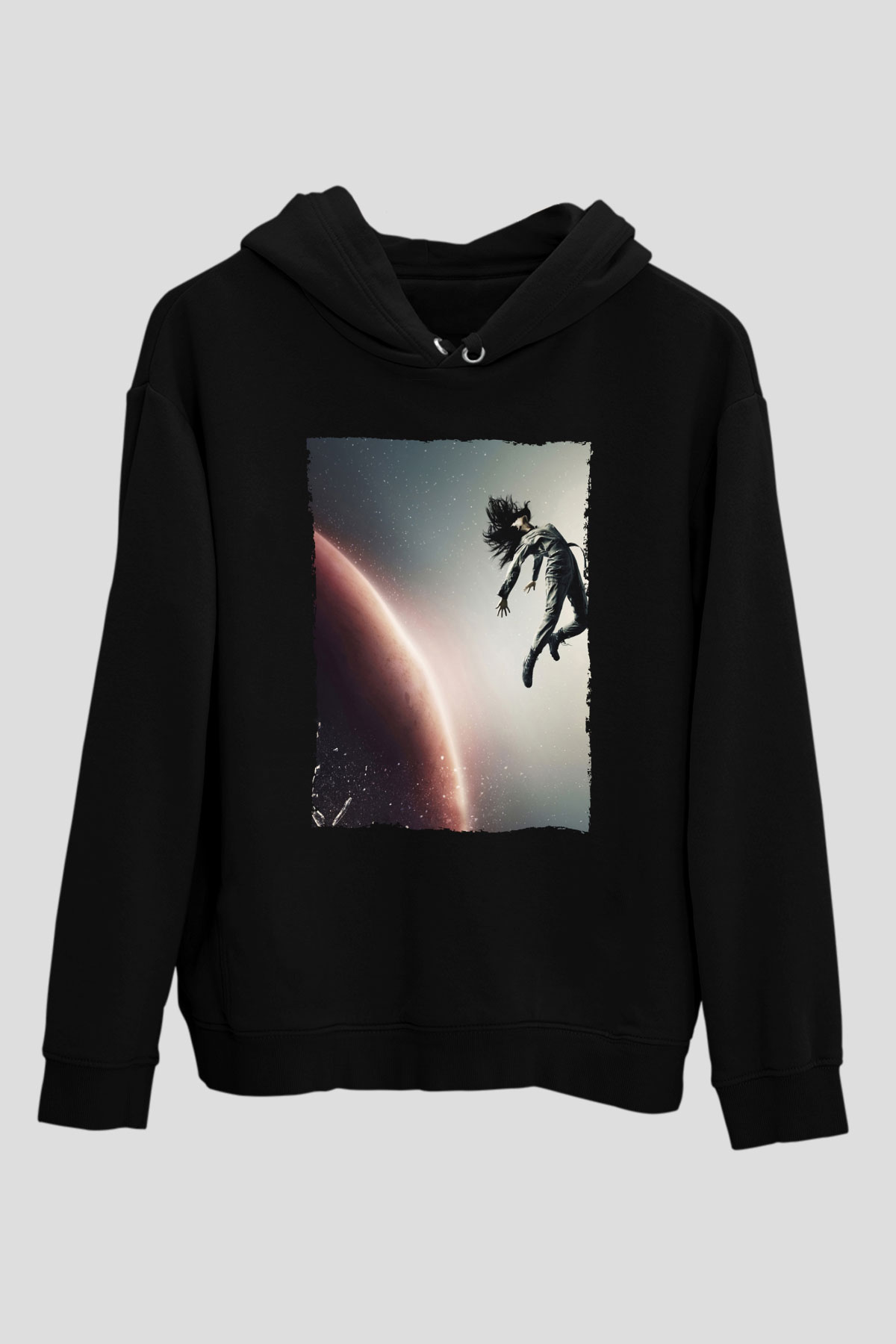 Unisex The Expanse Baskılı Siyah Kapüşonlu Sweatshirt
