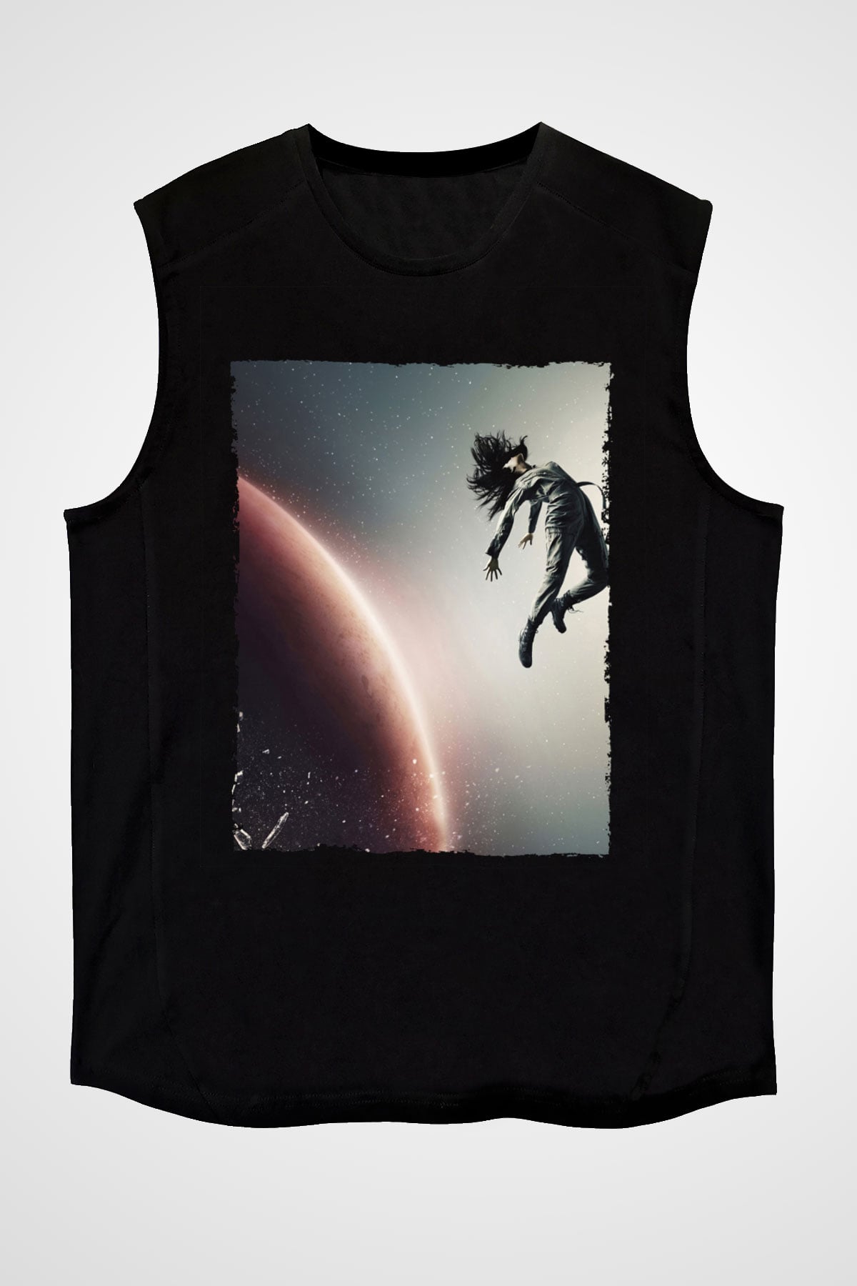 Unisex The Expanse Baskılı Siyah Kolsuz Tshirt