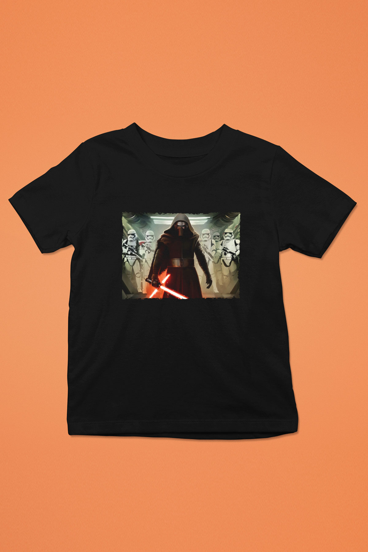 Unisex The Force Awakens Kylo Ren Baskılı Siyah Çocuk T-Shirt