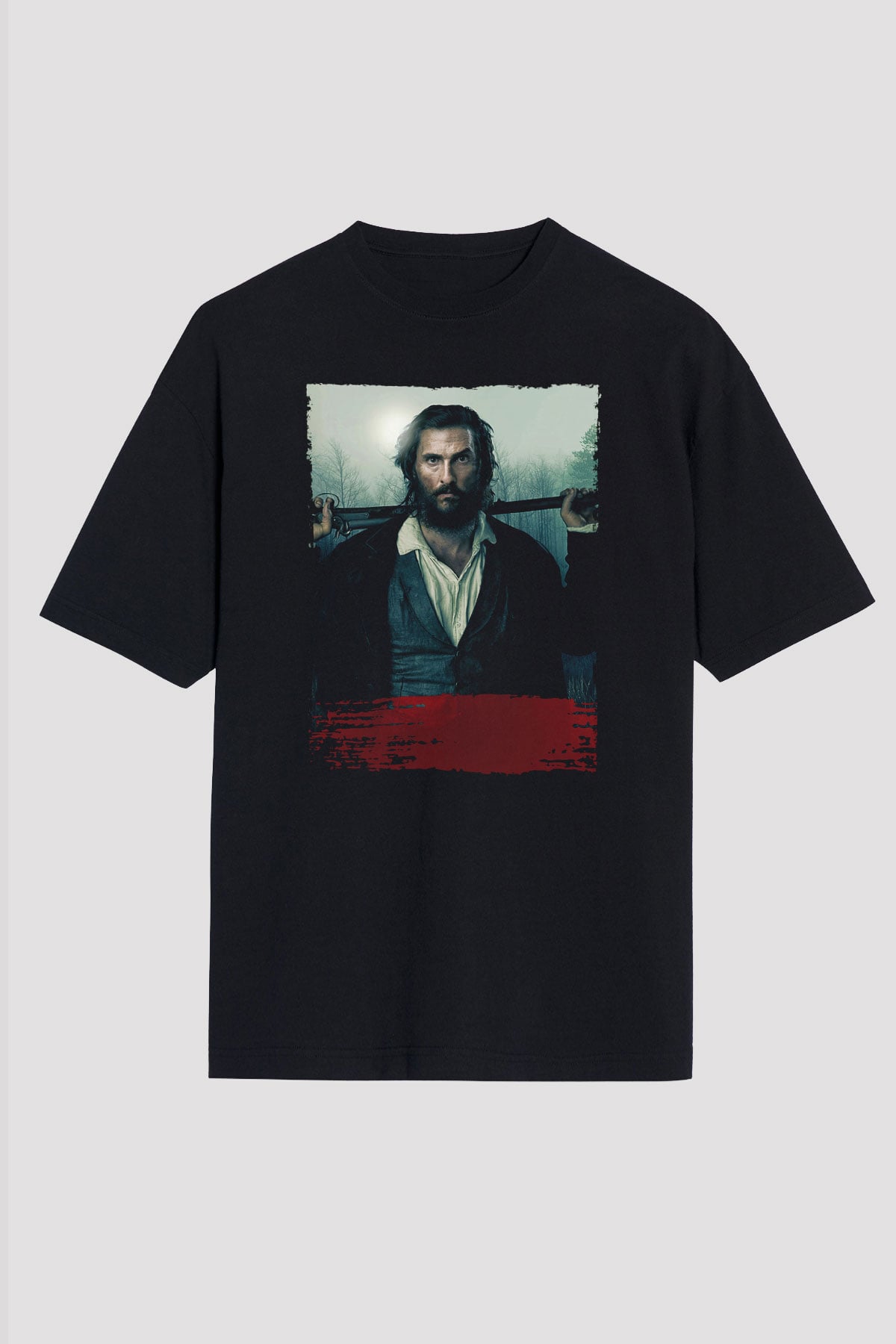 Unisex The Free State of Jones Baskılı Siyah Oversize Tişört
