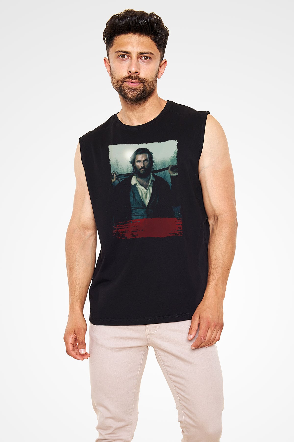 Unisex The Free State of Jones Baskılı Siyah Kolsuz Tişört