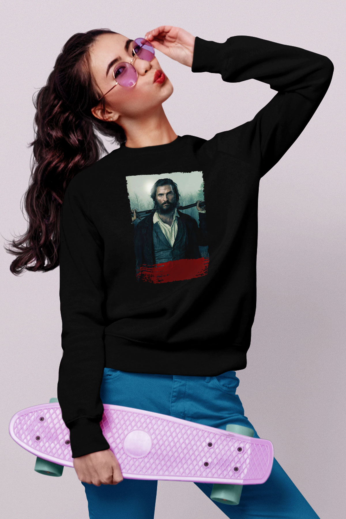Unisex The Free State of Jones Baskılı Siyah Sweatshirt