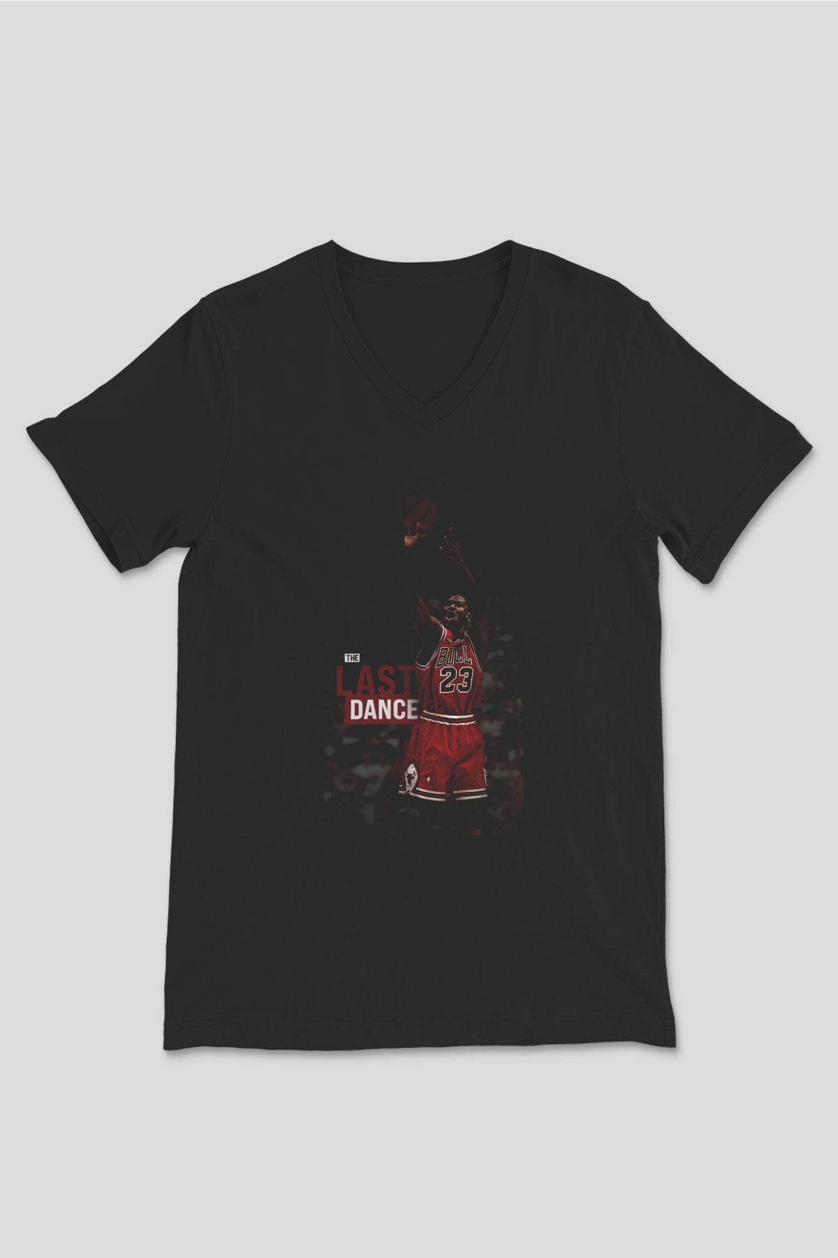 Unisex The Last Dance Baskılı Siyah V Yaka Tişört