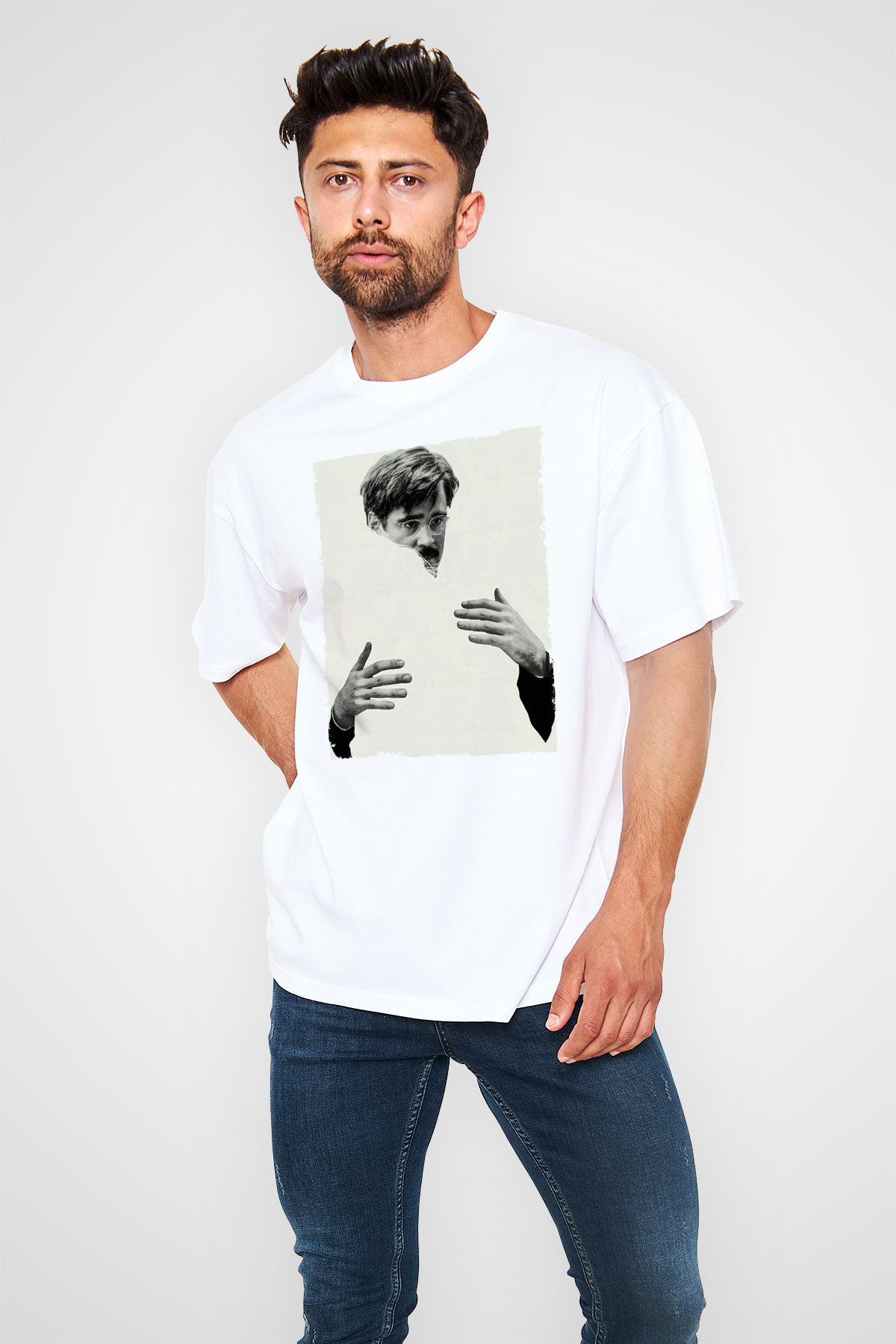Unisex The Lobster Baskılı Beyaz Oversize Oversize T-shirt