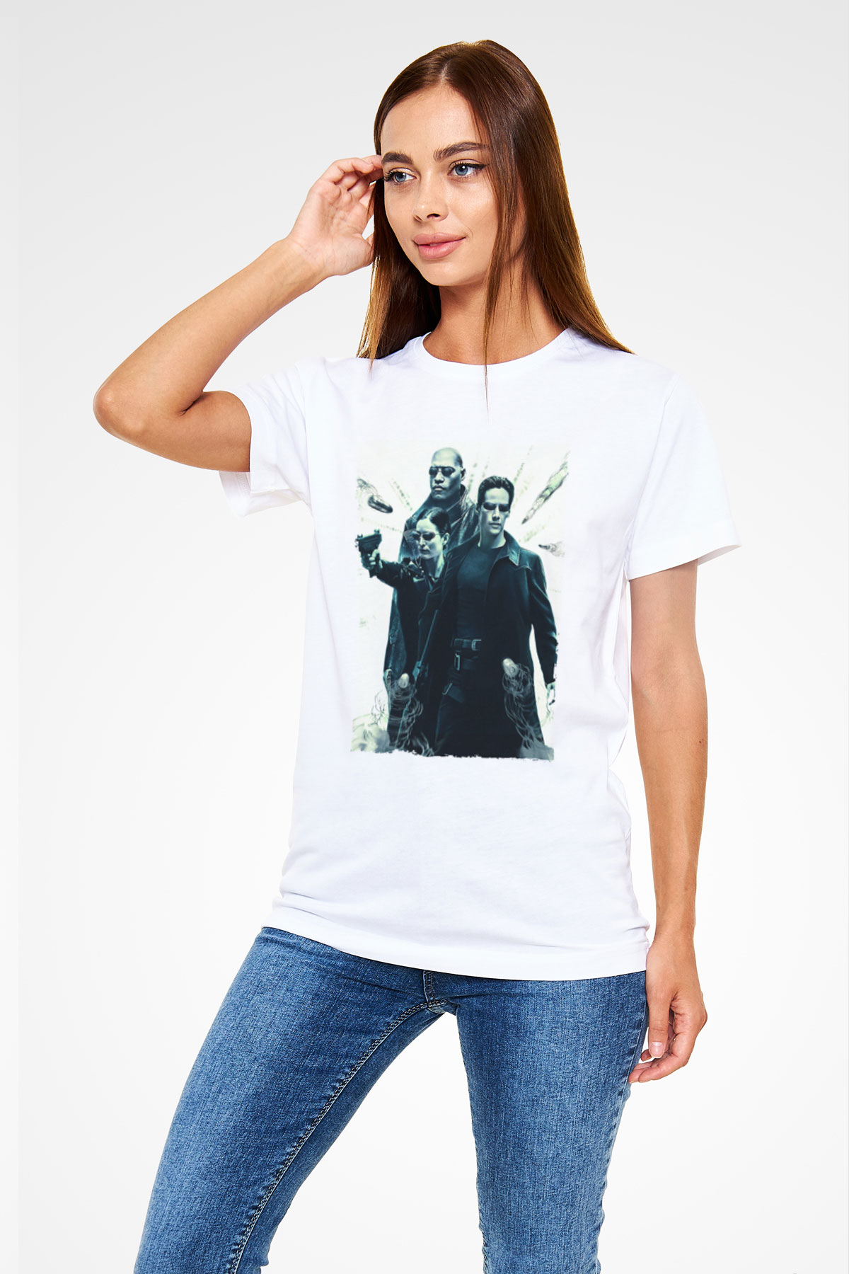 The Matrix Baskılı Beyaz Tshirt