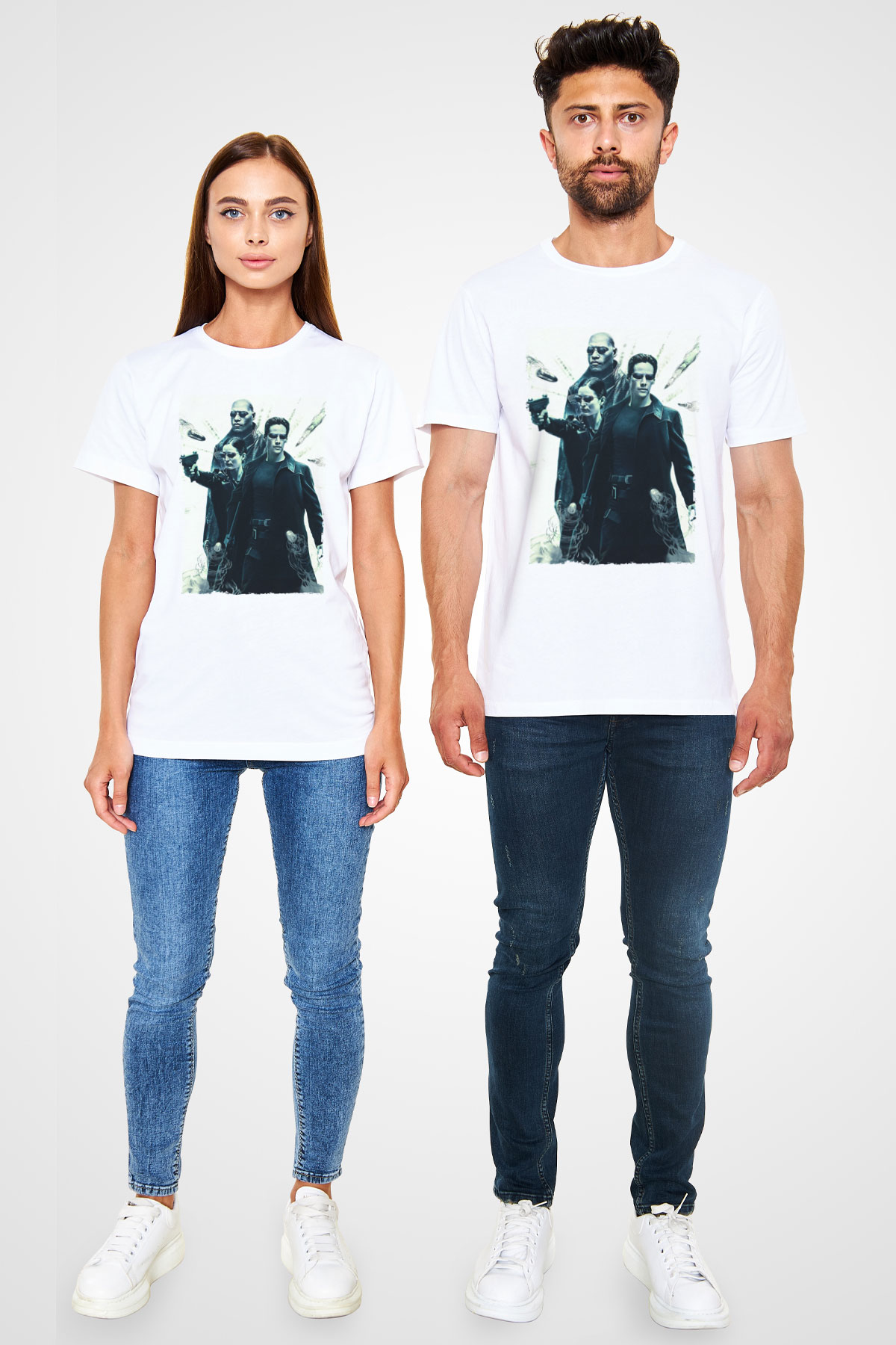 The Matrix Baskılı Beyaz Tshirt