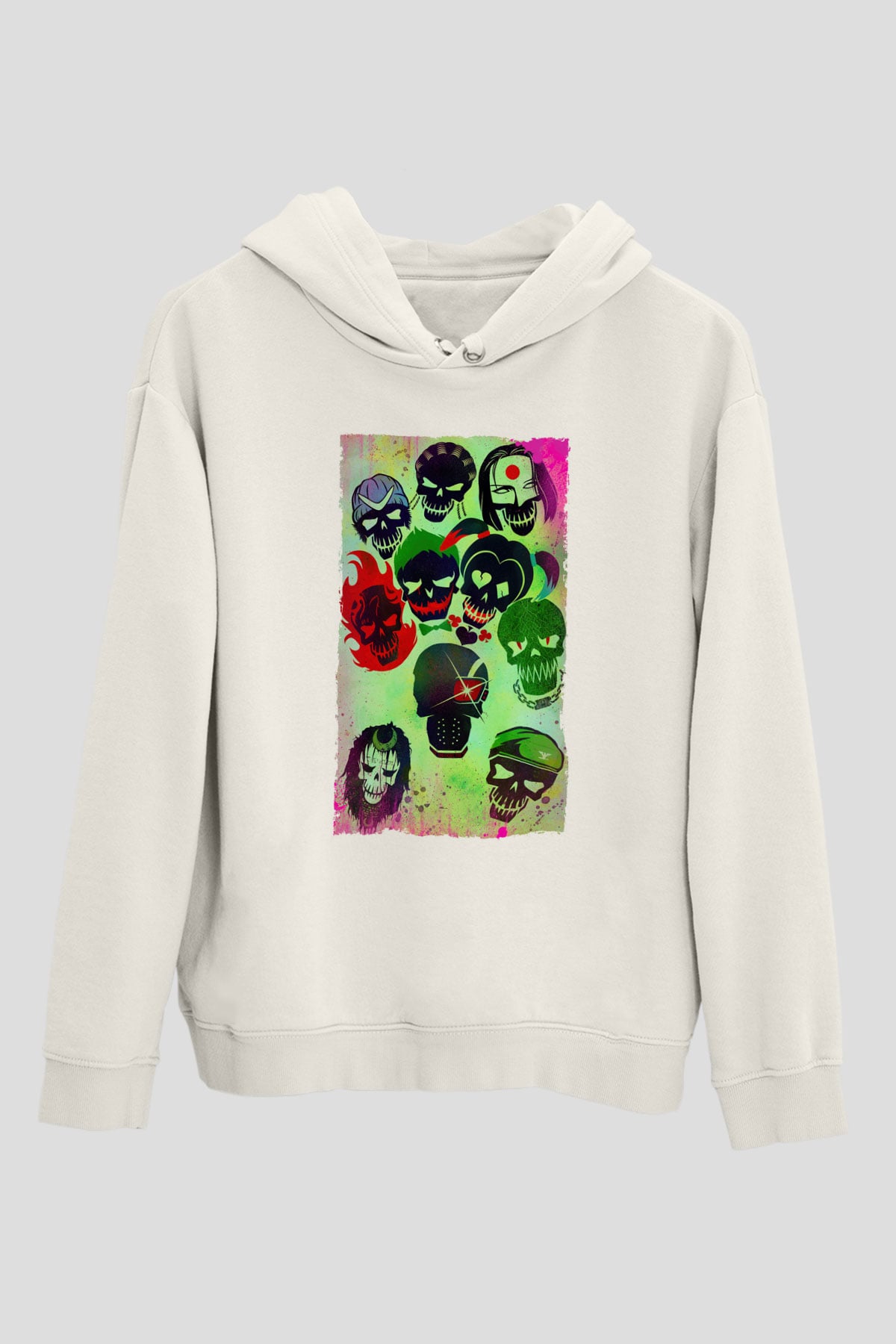Unisex The Suicide Squad (İntihar Timi) Baskılı Beyaz Kapüşonlu Sweatshirt