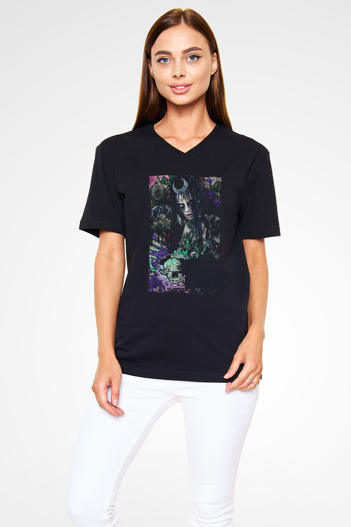 Unisex The Suicide Squad İntihar Timi (The Suicide Squad) Baskılı Siyah Unisex V Yaka Tişört