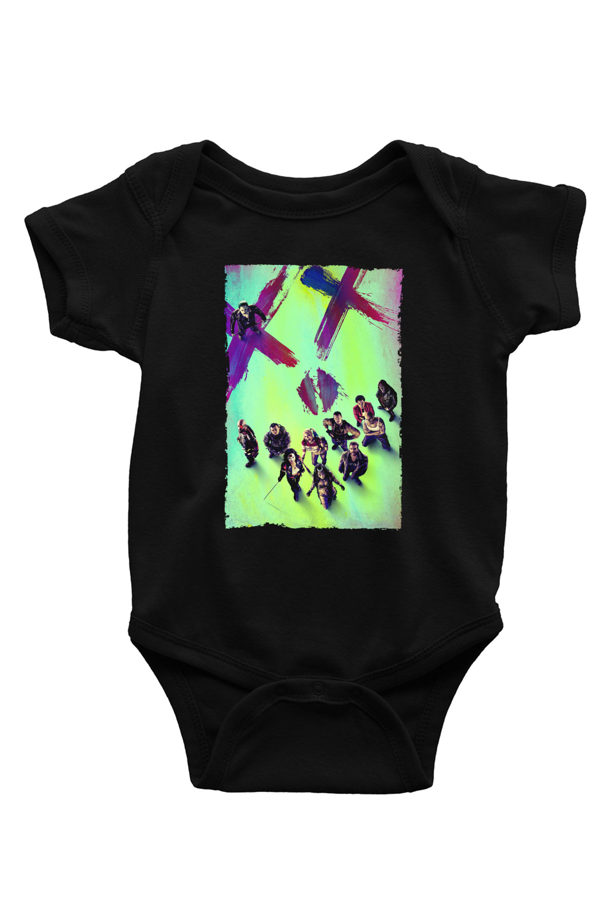 Unisex The Suicide Squad İntihar Timi (The Suicide Squad) Baskılı Siyah Bebek Body - Zıbın