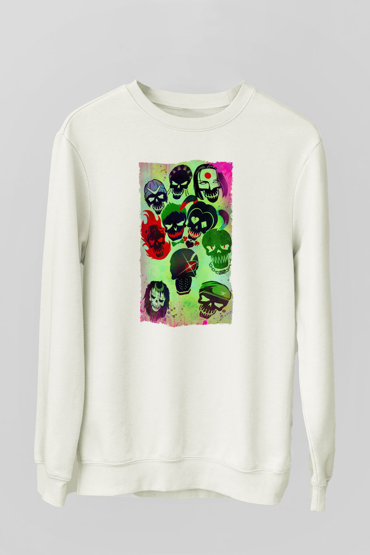 Unisex The Suicide Squad (İntihar Timi) Baskılı Beyaz Sweatshirt