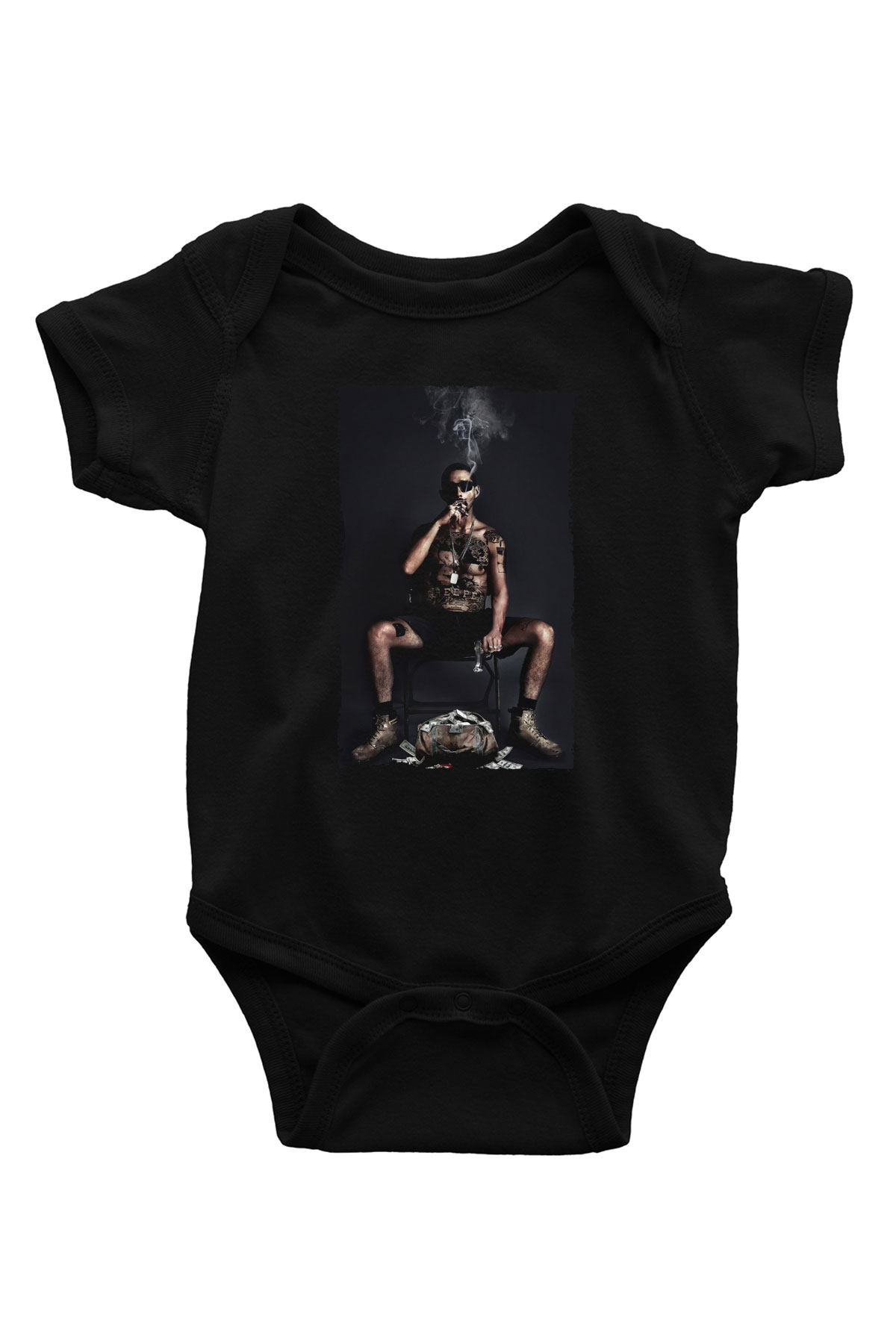 Unisex The Tax Collector Baskılı Siyah Bebek Body - Zıbın