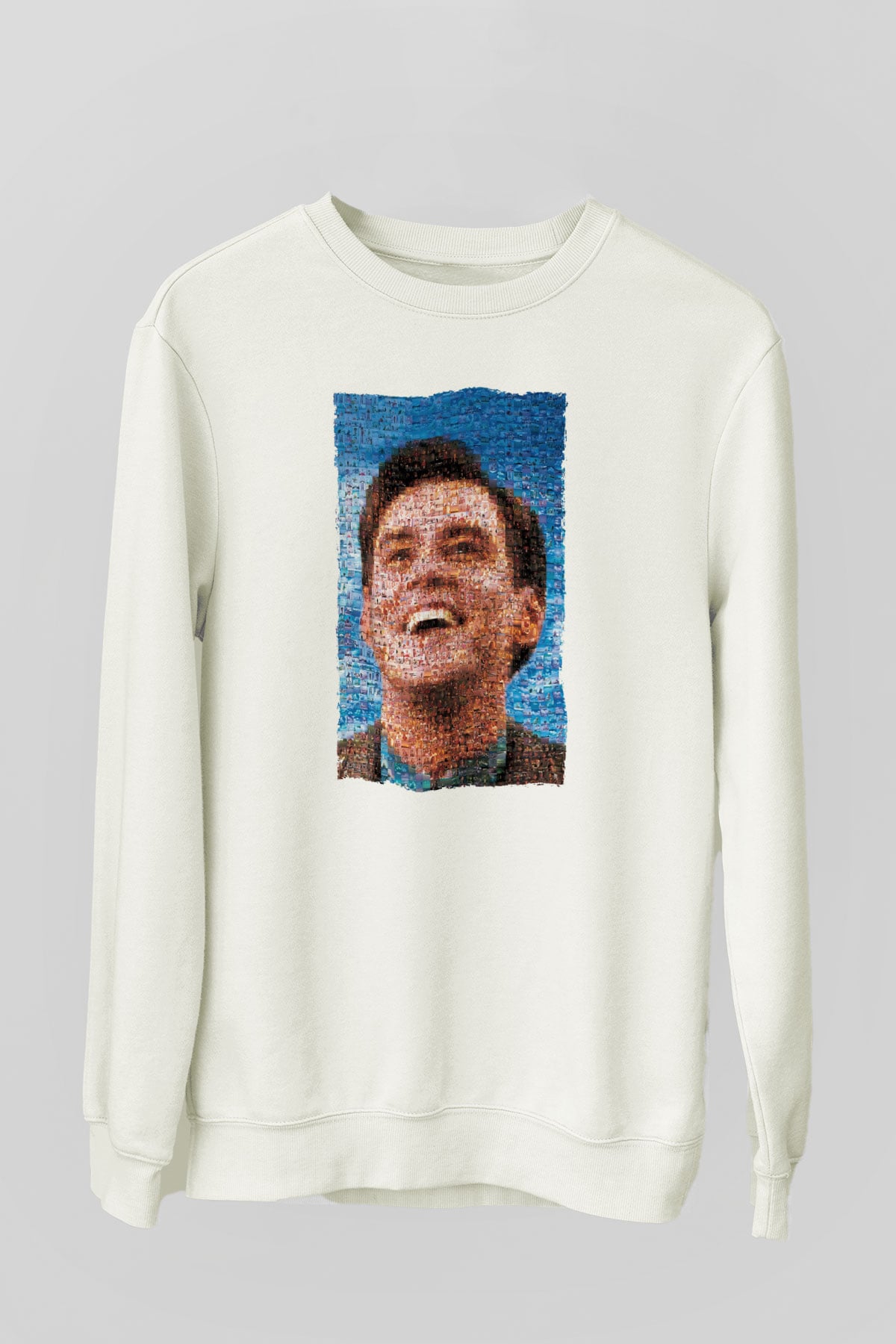 Unisex The Truman Show Baskılı Beyaz Sweatshirt