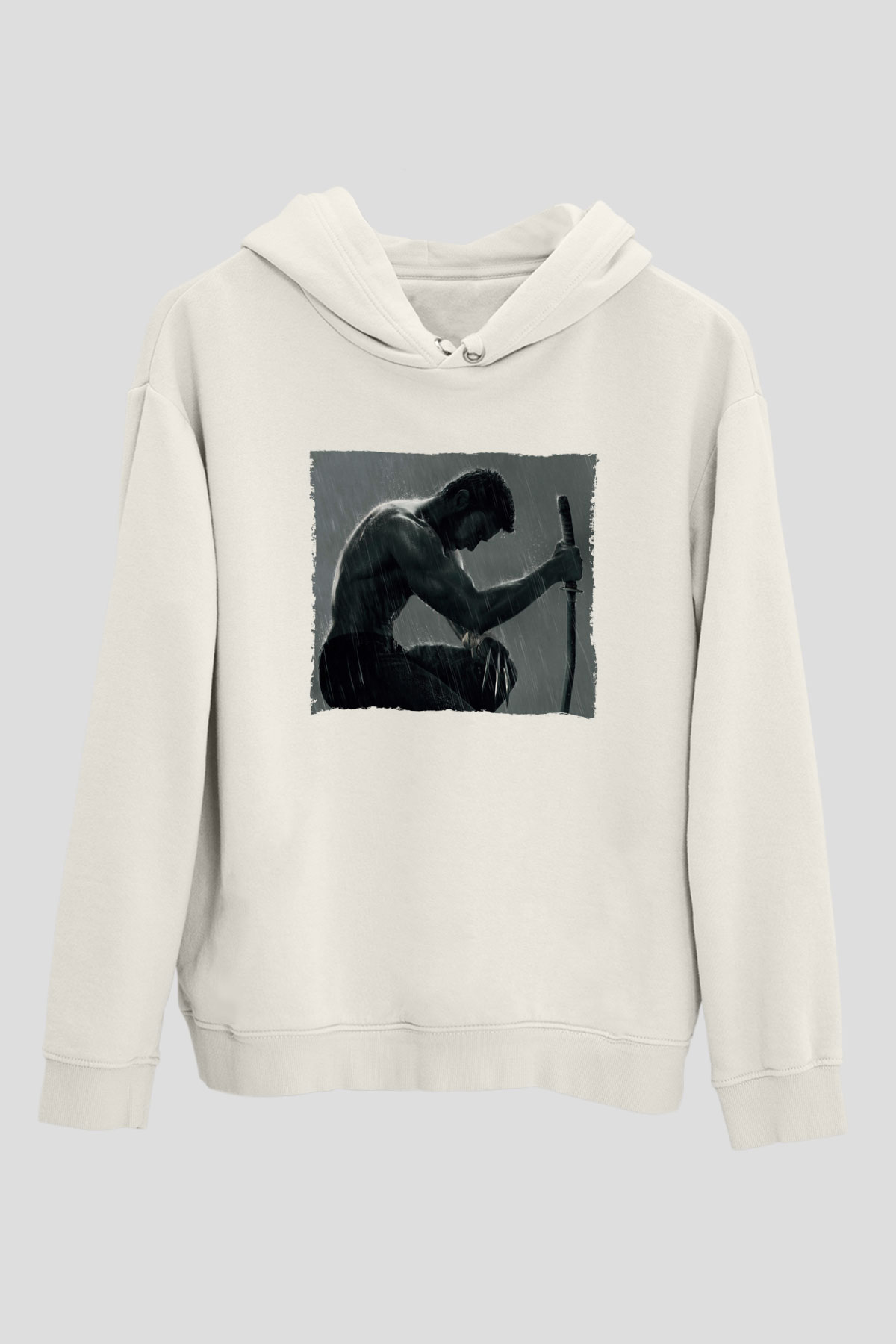 Unisex The Wolverine Baskılı Beyaz Kapüşonlu Sweatshirt