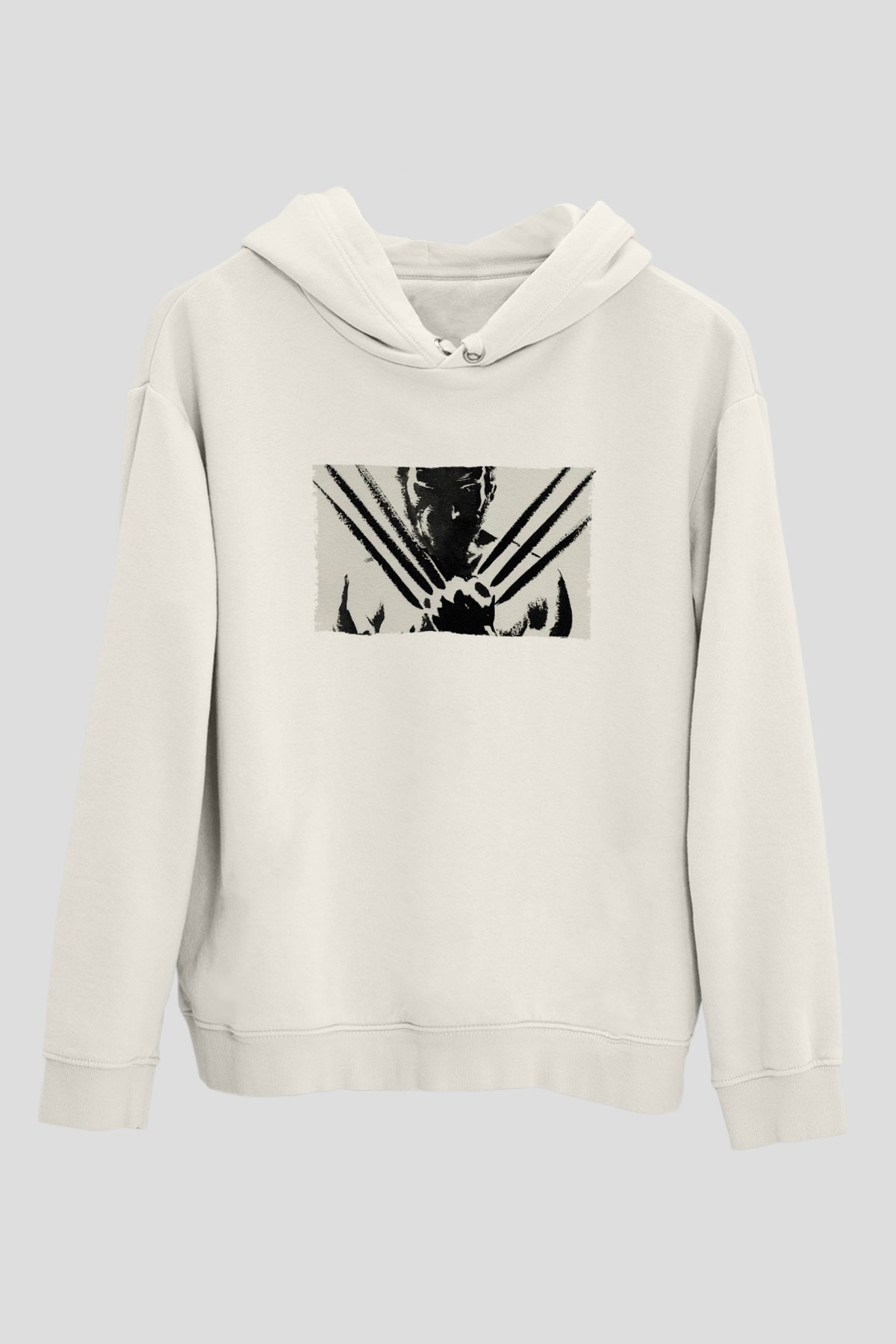 Unisex The Wolverine Baskılı Beyaz Kapüşonlu Sweatshirt