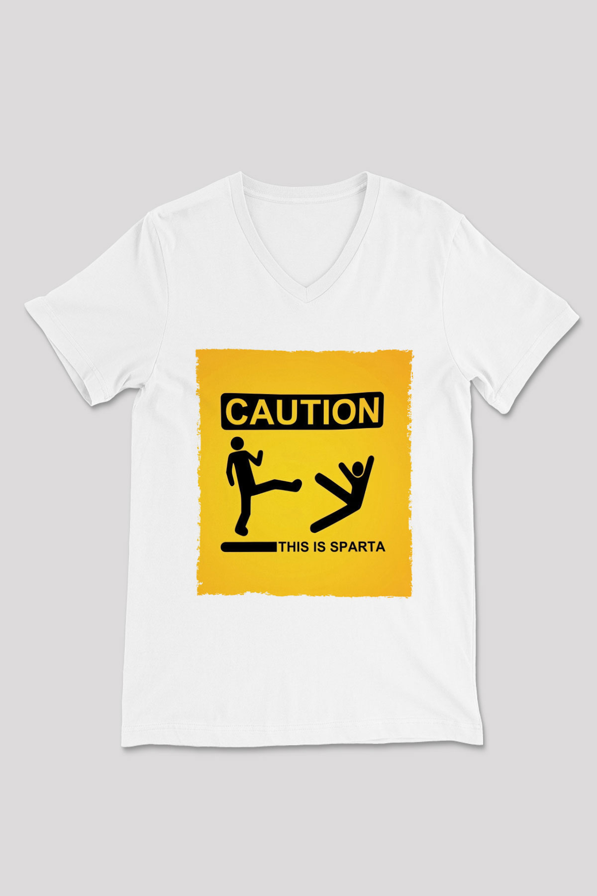 Unisex This is Sparta Baskılı Beyaz V Yaka Tshirt