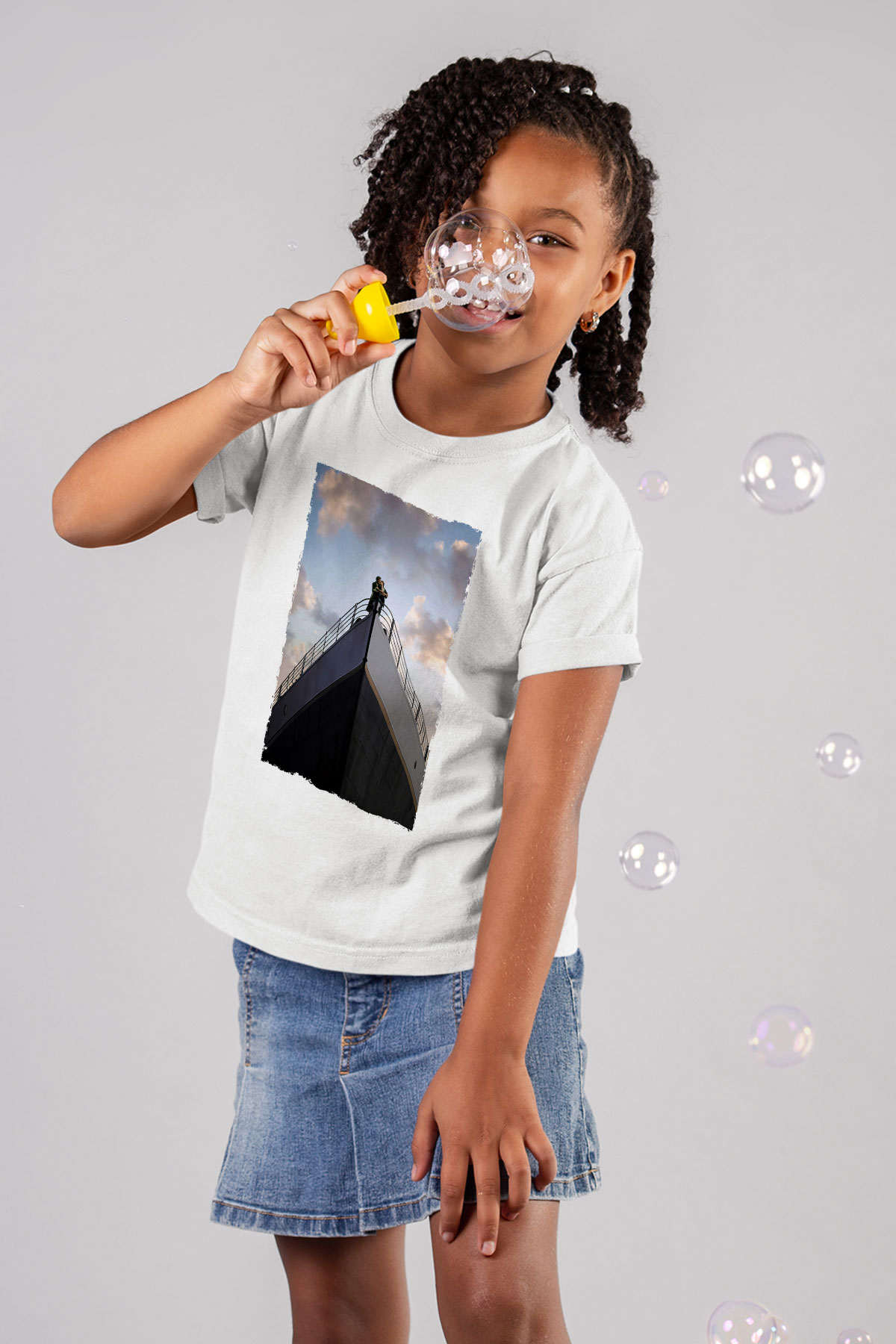 Unisex Titanik Baskılı Beyaz Çocuk Tshirt