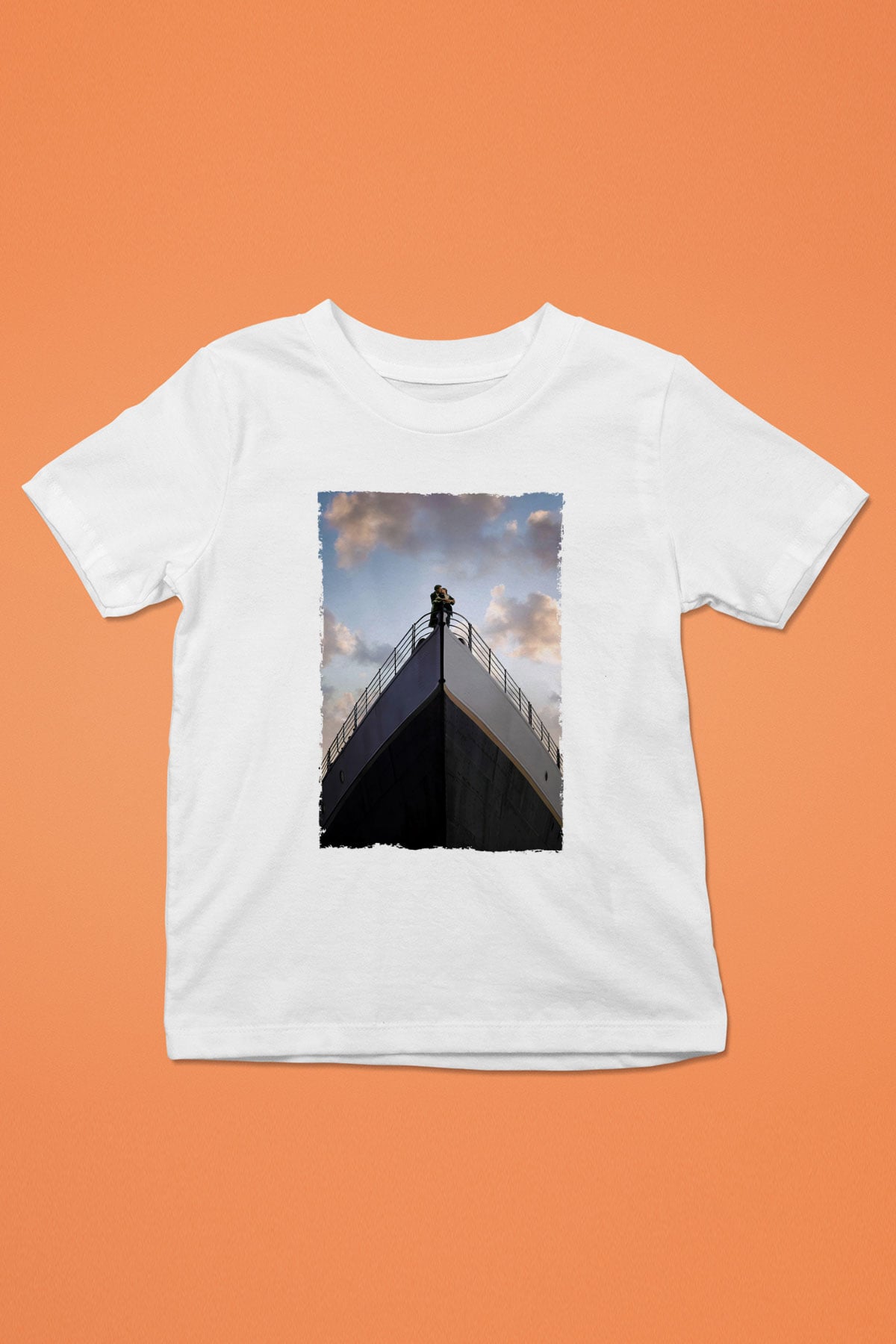 Unisex Titanik Baskılı Beyaz Çocuk Tshirt