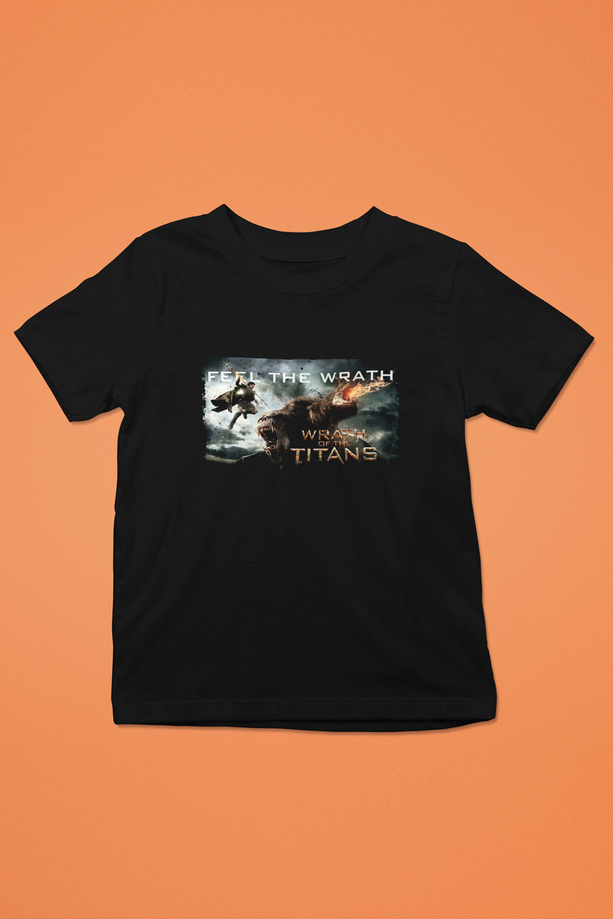Unisex Titanların Öfkesi (Wrath of the Titans) Baskılı Siyah Çocuk Tişört