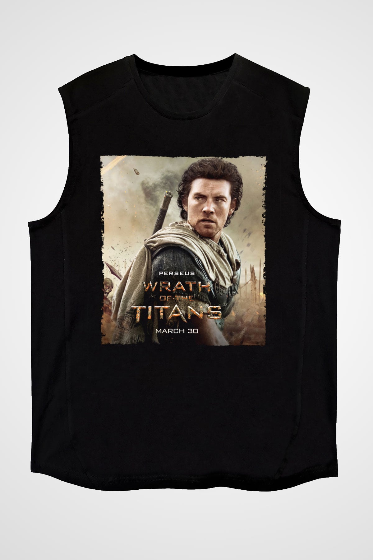 Unisex Titanların Öfkesi (Wrath of the Titans) Baskılı Siyah Kolsuz Tshirt