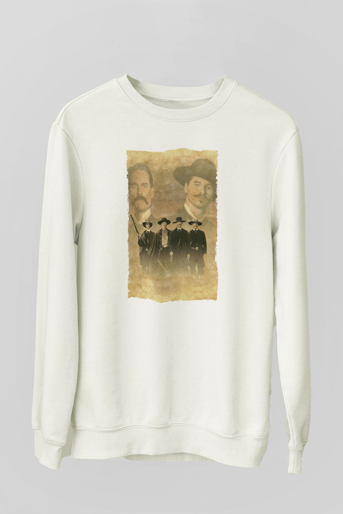 Unisex Tombstone Baskılı Beyaz Sweatshirt