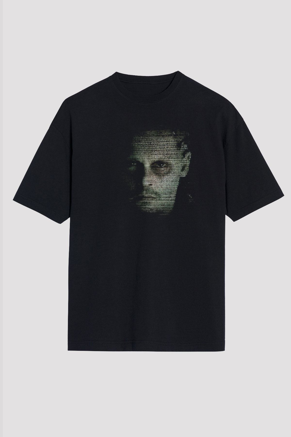 Unisex Transcendence Baskılı Siyah Oversize Tişört
