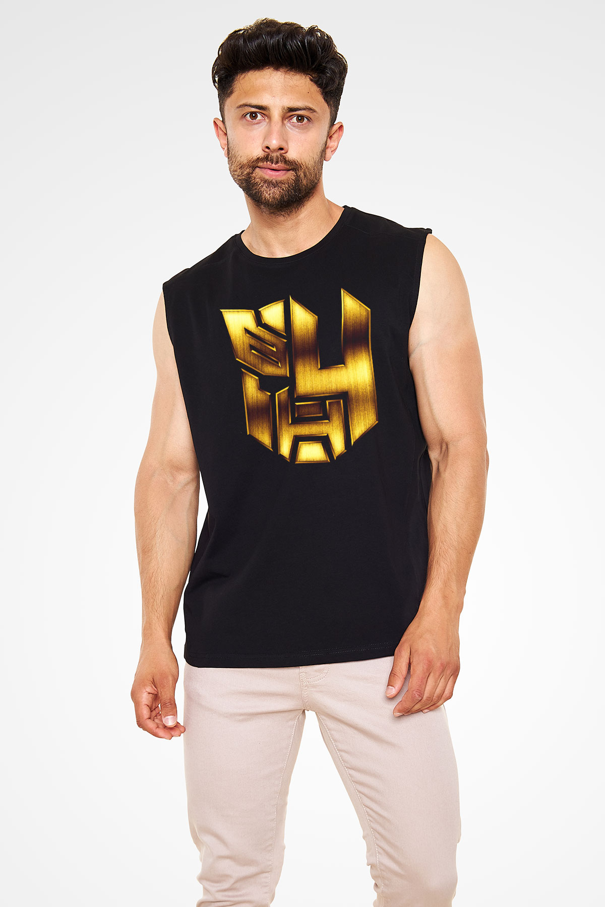 Unisex Transformers 4 Baskılı Siyah Kolsuz Tişört