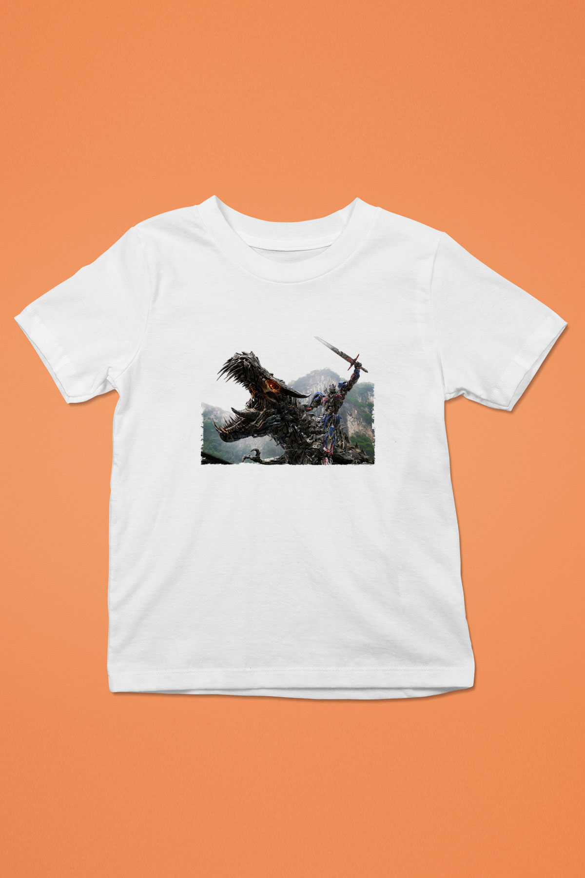 Unisex Transformers Baskılı Beyaz Çocuk Tshirt